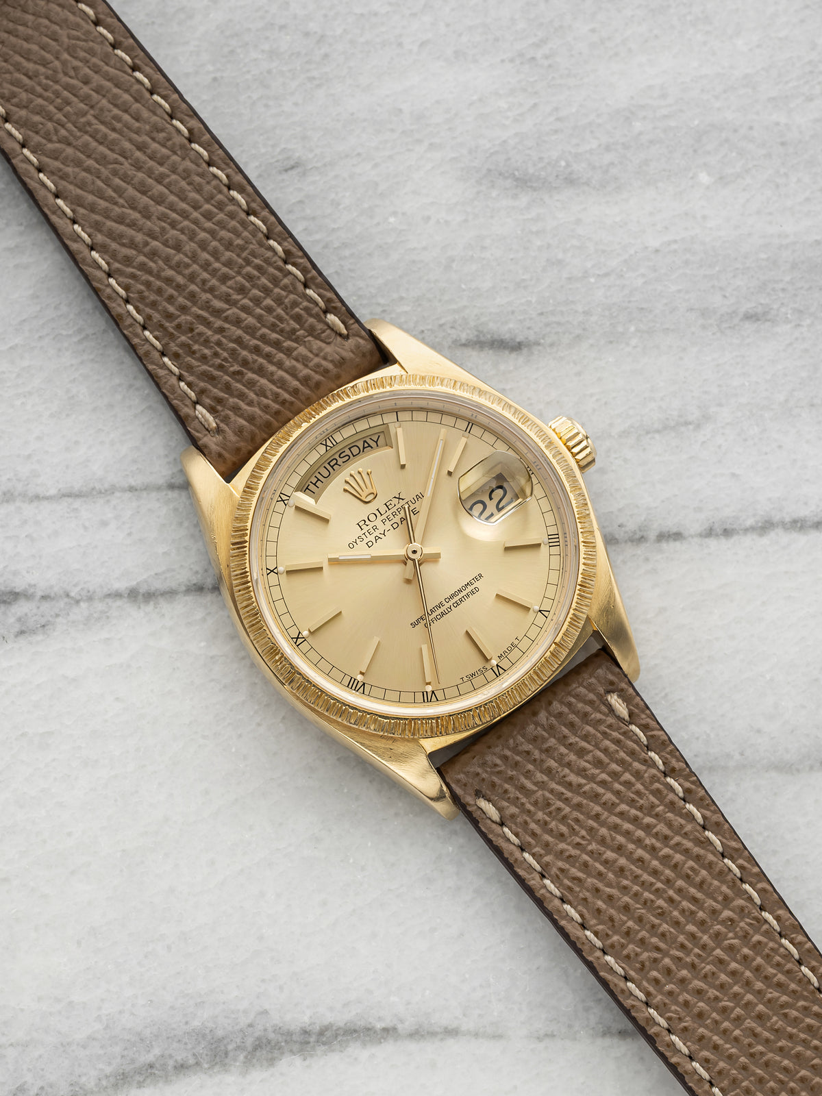 Vintage 1978 Rolex Day-Date 18078 18K Yellow Gold Champagne Dial Auto 36mm