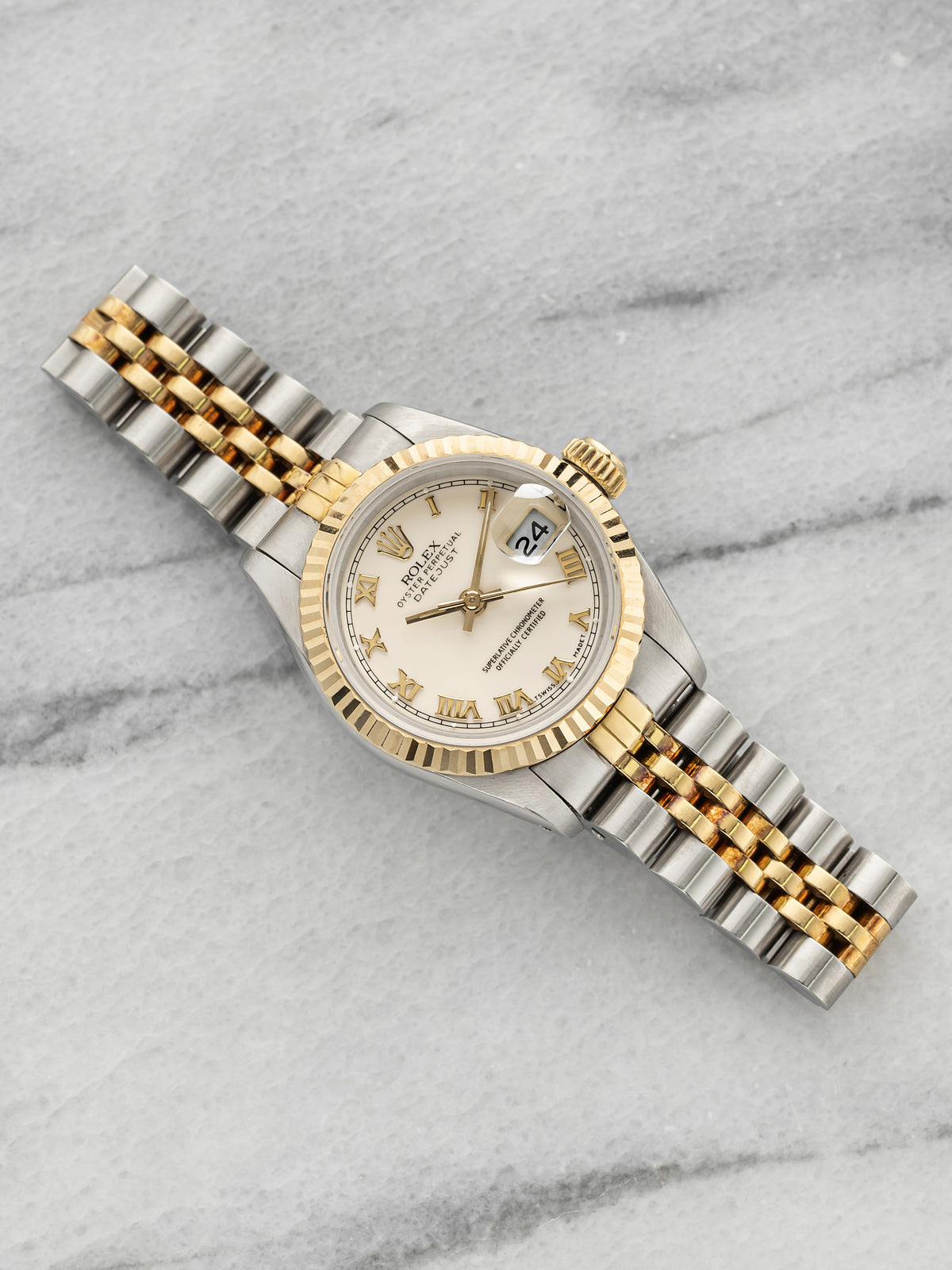 Vintage 1988 Rolex Lady Datejust 69173 Two-Tone Cream Roman Dial Auto 26mm