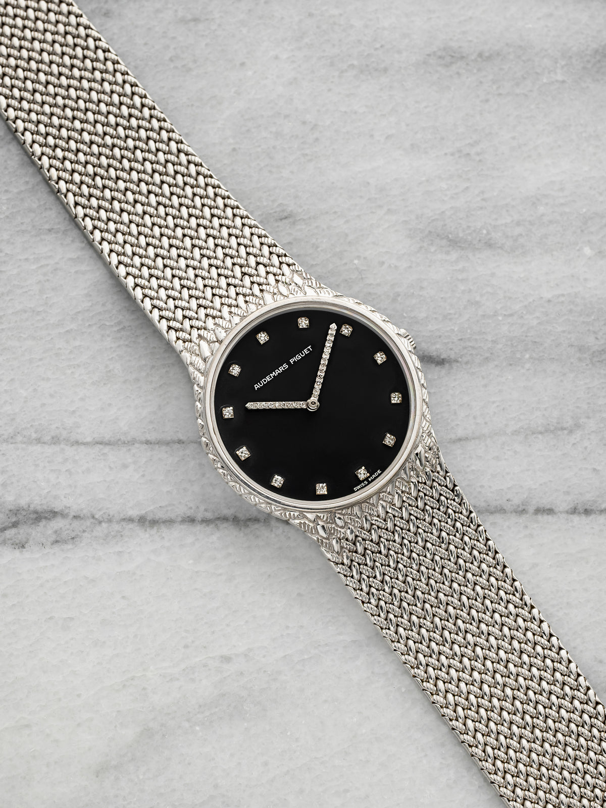 Vintage 1980s Audemars Piguet Cobra 18K WG Blue Diamond Dial Manual 33mm