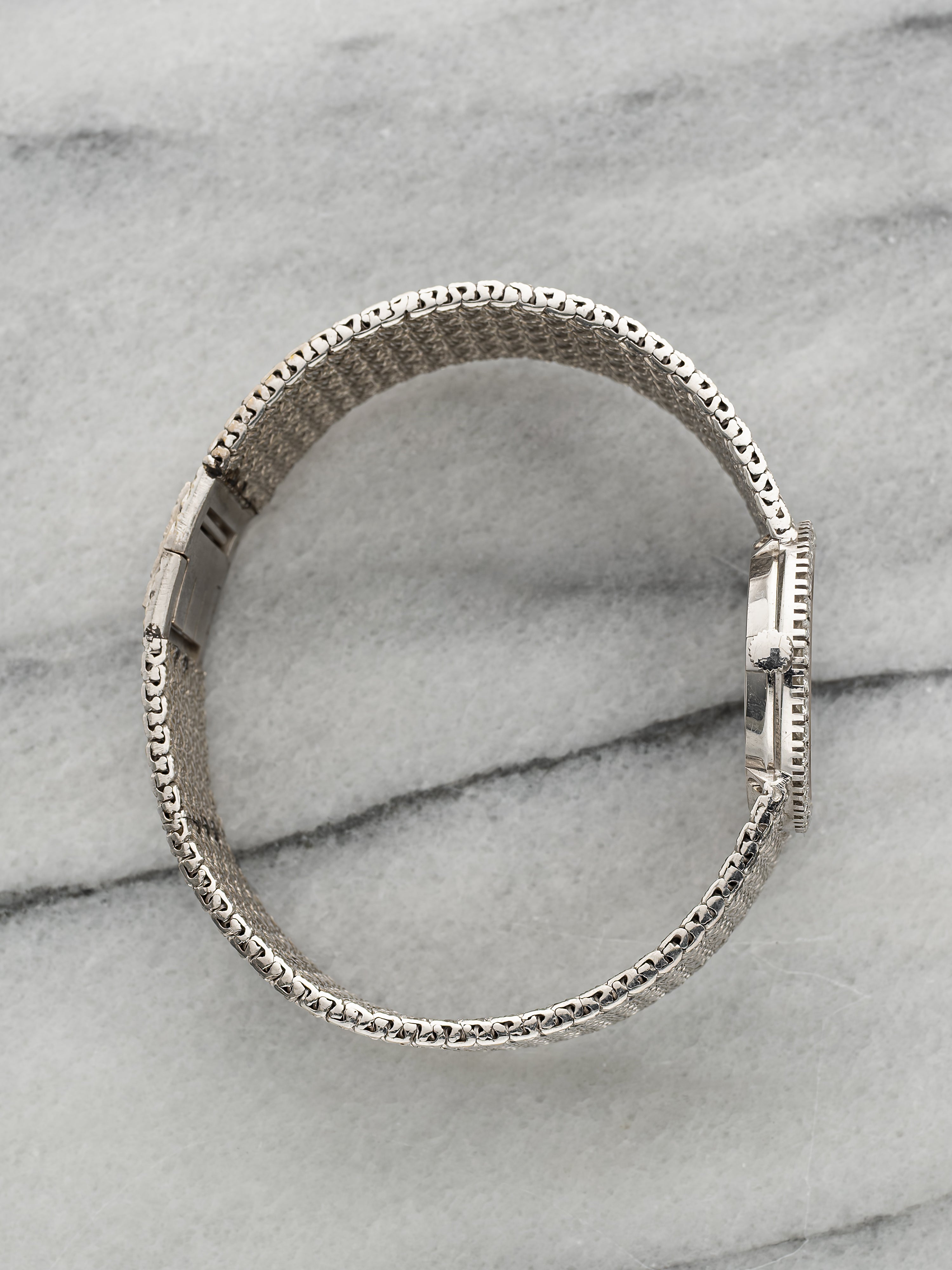 Piaget Bracelet Watch 9706 - Integrated White Gold, Rubellite Pavé Dial