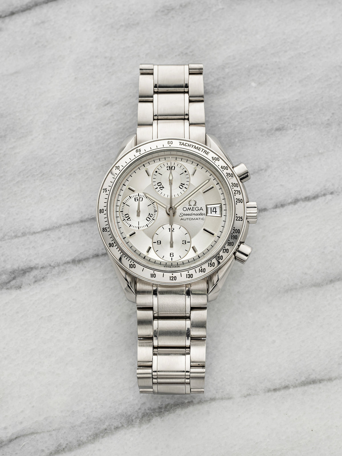 Vintage 1990s Omega Speedmaster Date 3513.30 Steel Silver Dial Auto 39mm
