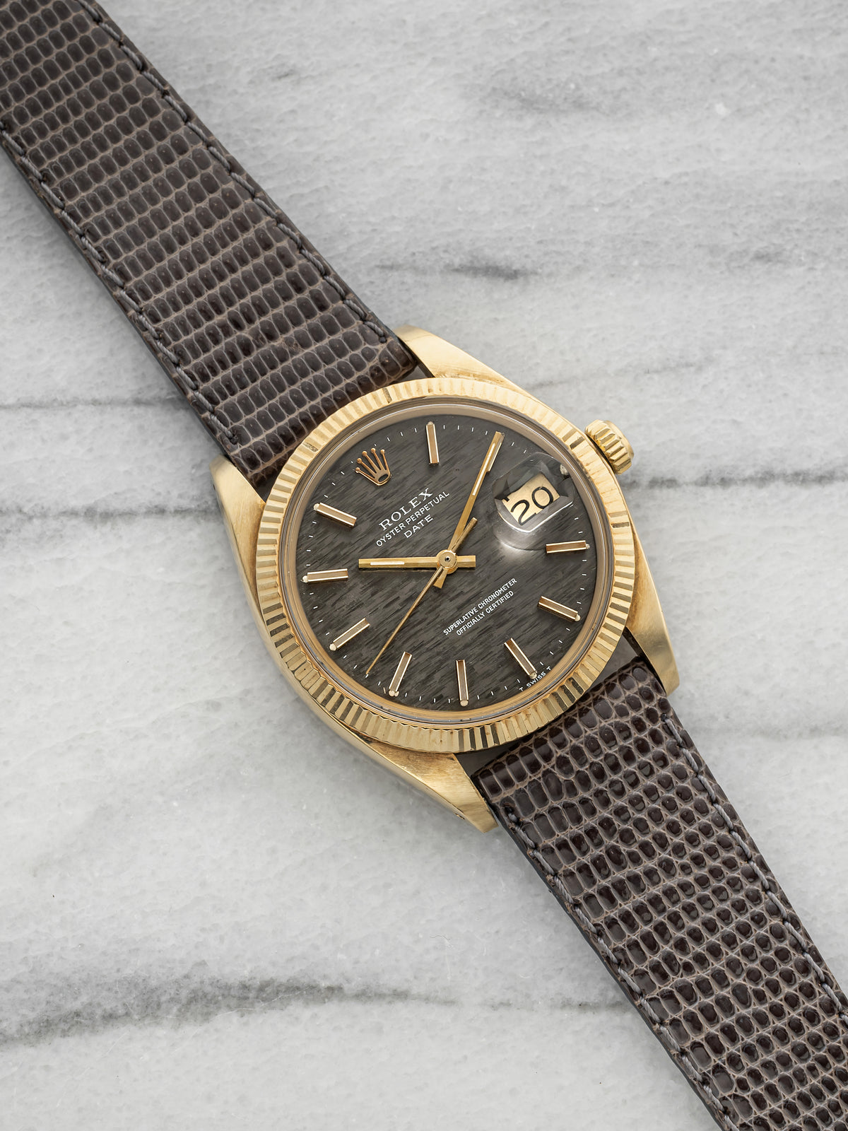 Vintage 1979 Rolex Oyster Perpetual Date 1503 14K YG Grey Texture Dial Auto 34mm
