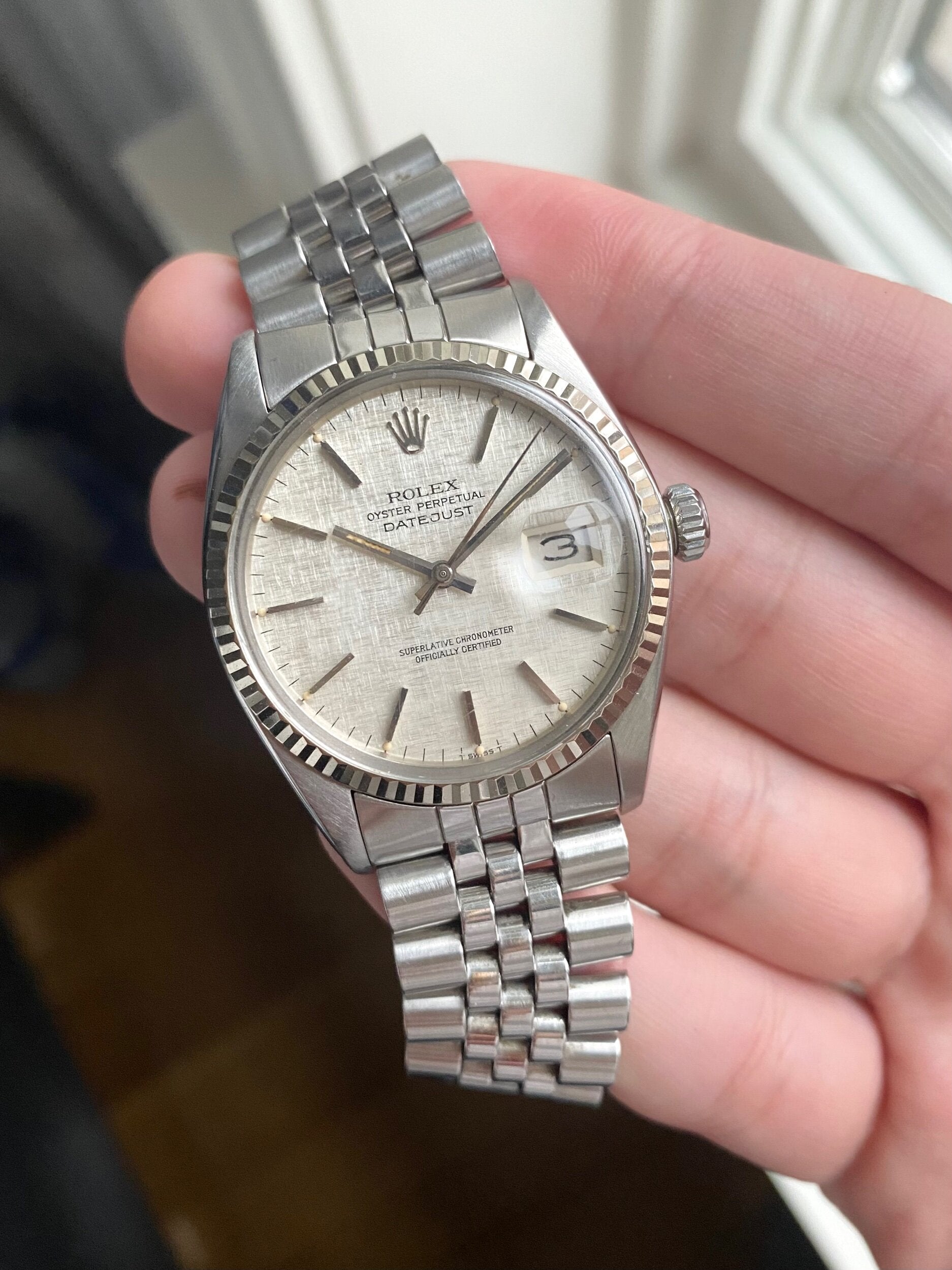 Rolex Datejust 16014 linen dial 36mm quickset