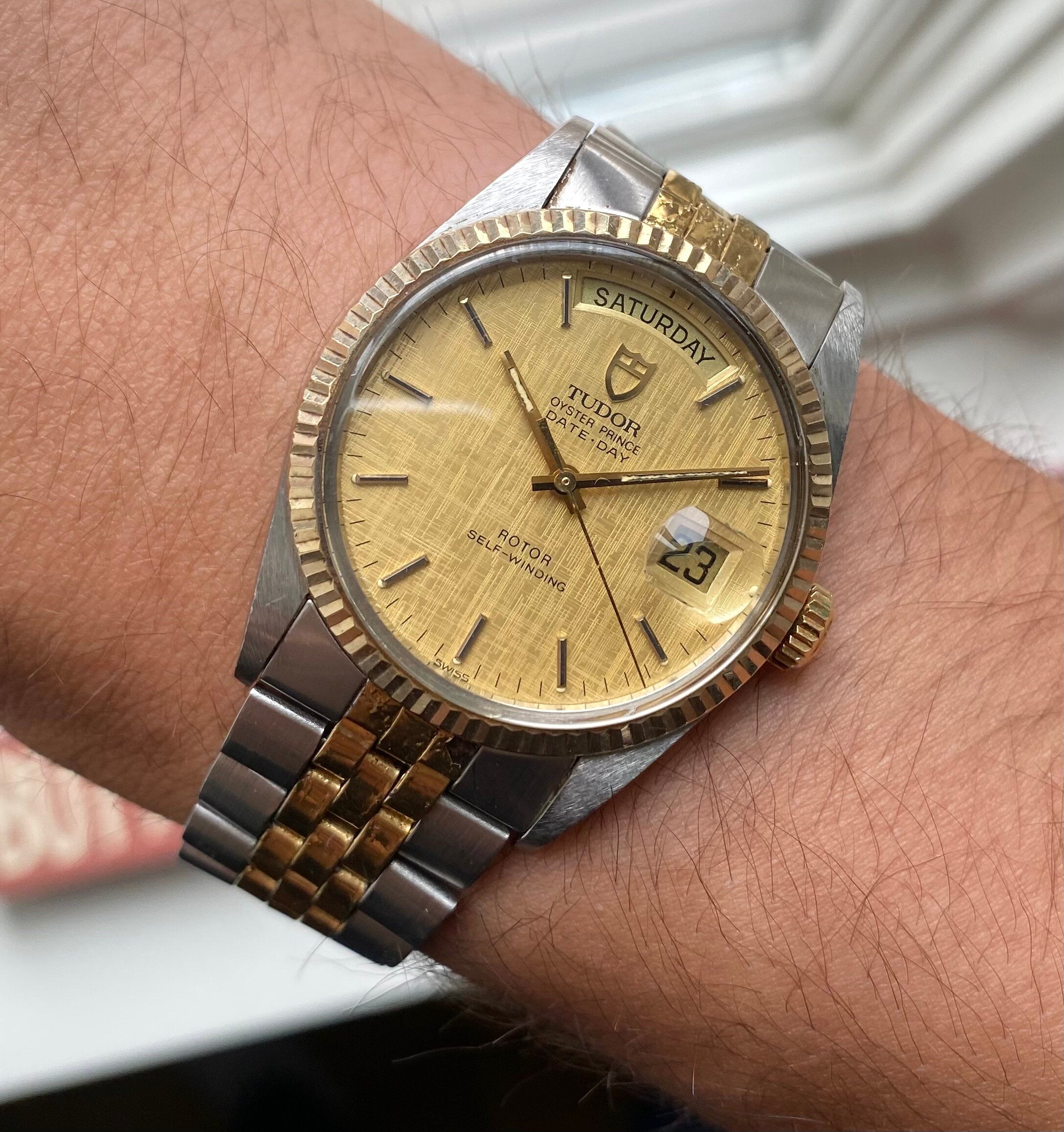 Tudor Date-day ref. 94613 — Champagne Linen Dial