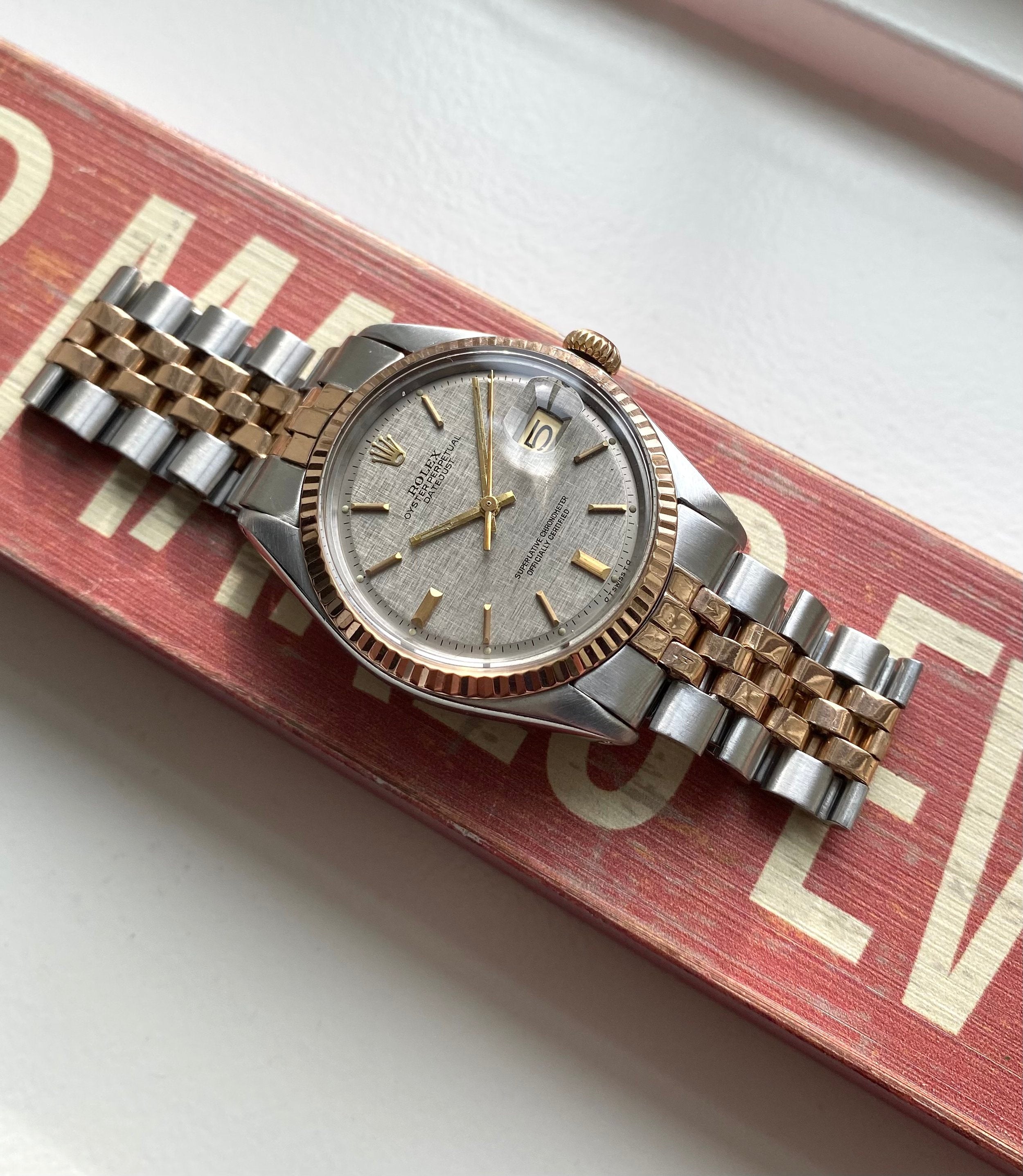 Rolex Datejust ref. 1601 — Two-tone Rose Gold Linen Dial