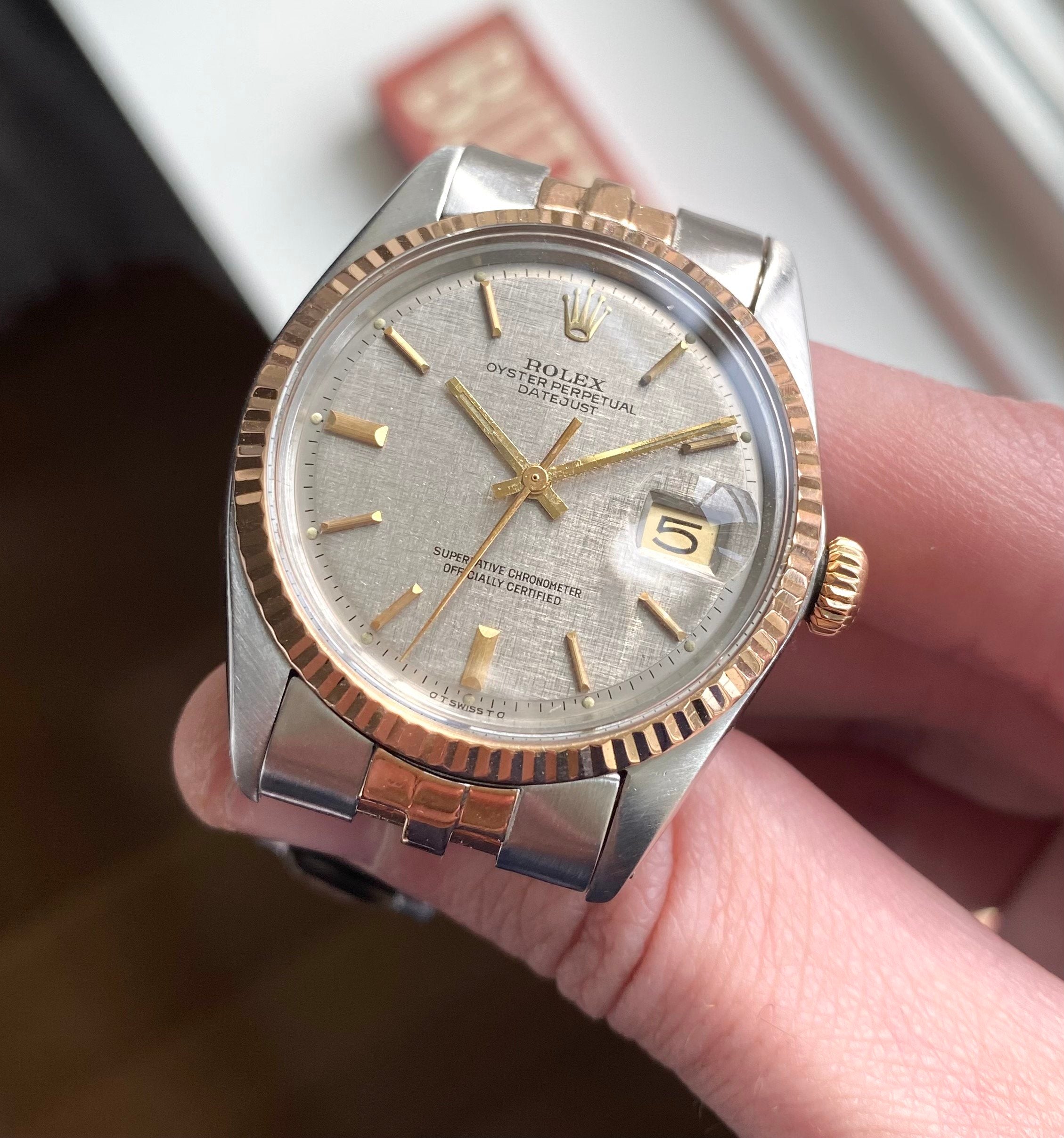 Rolex Datejust ref. 1601 — Two-tone Rose Gold Linen Dial