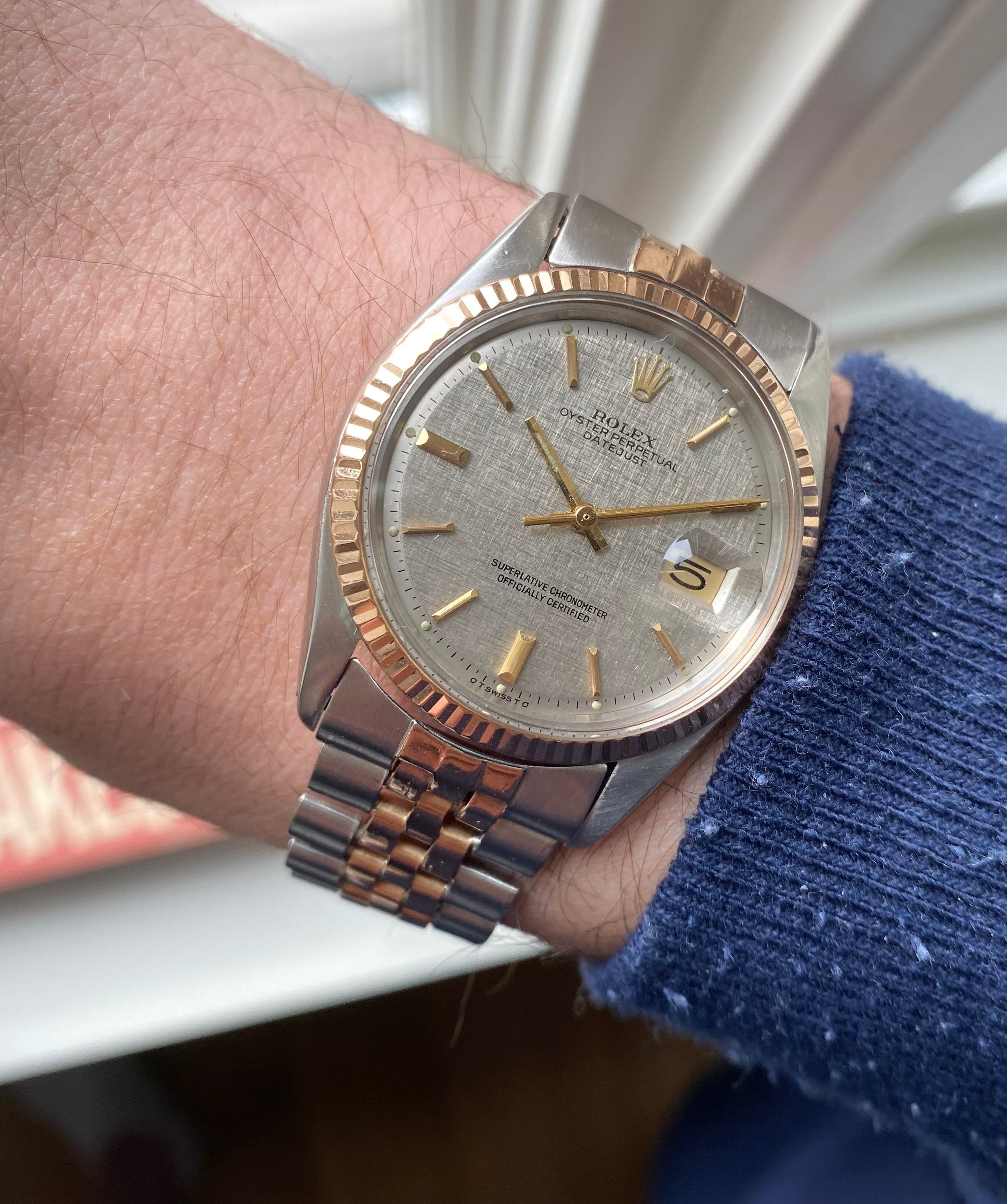 Rolex Datejust ref. 1601 — Two-tone Rose Gold Linen Dial