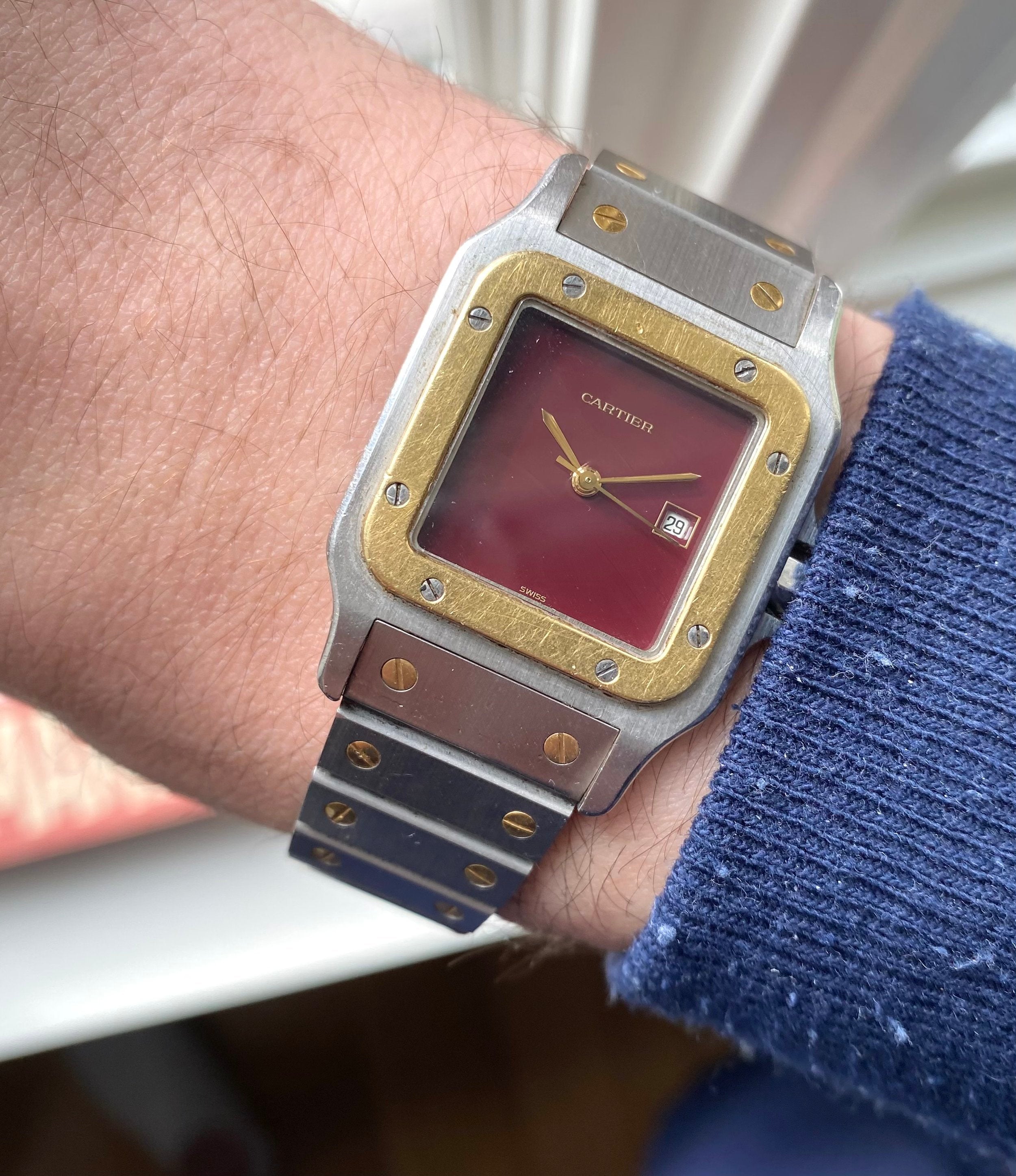 Cartier Santos — Two-tone Automatic Red Dial