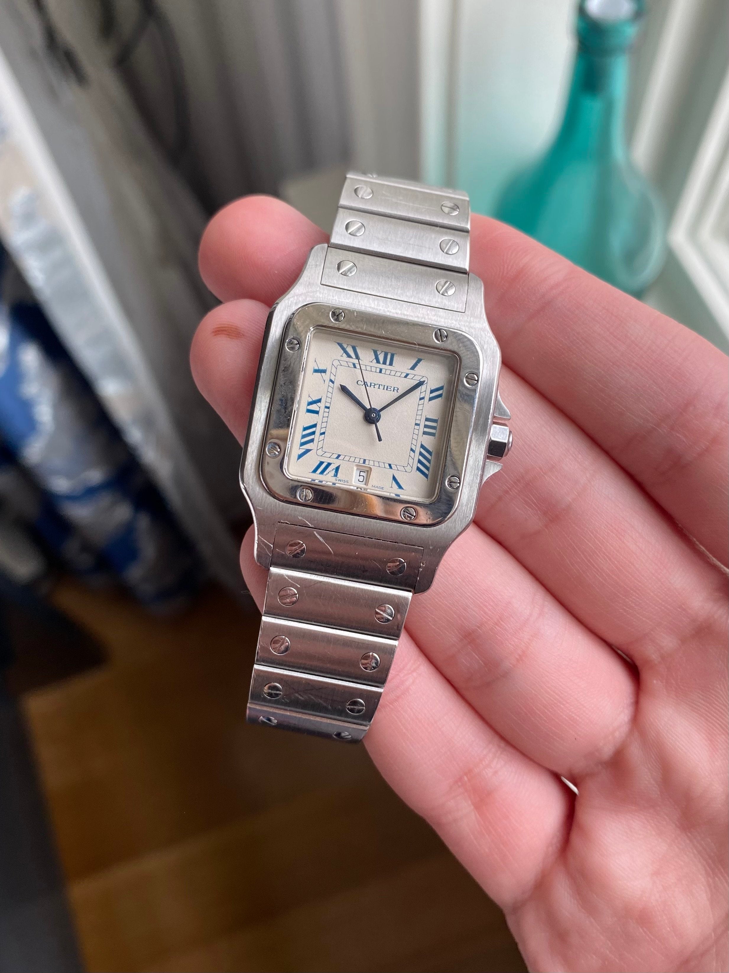 Cartier Santos 1564 - Blue Roman numerals.