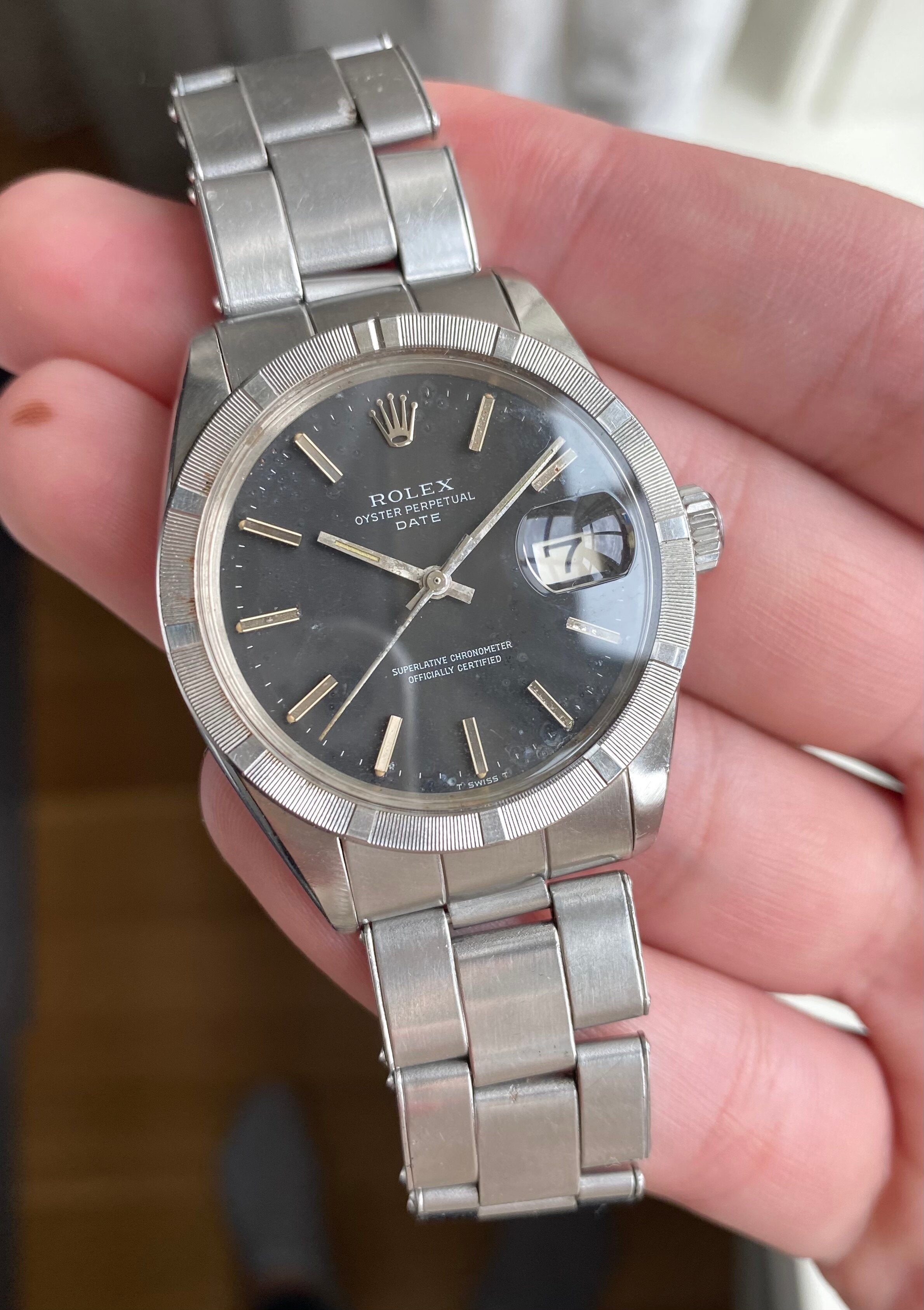 Rolex Oyster Perpetual Date ref. 1501 — Matte Black Dial