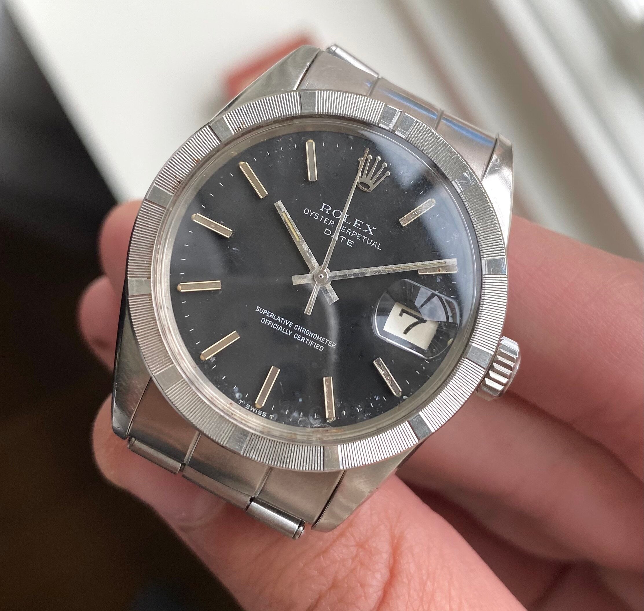 Rolex Oyster Perpetual Date ref. 1501 — Matte Black Dial