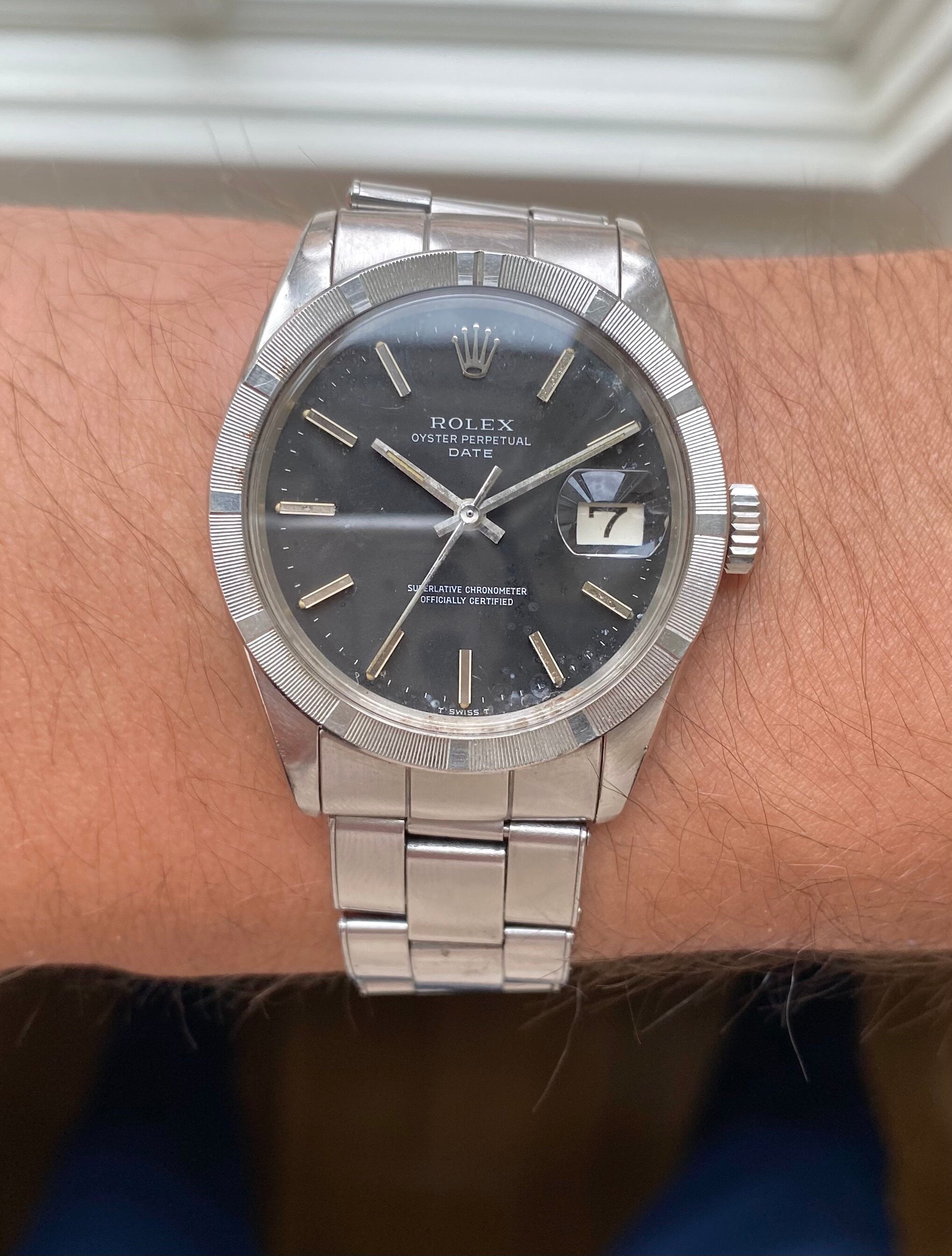 Rolex Oyster Perpetual Date ref. 1501 — Matte Black Dial