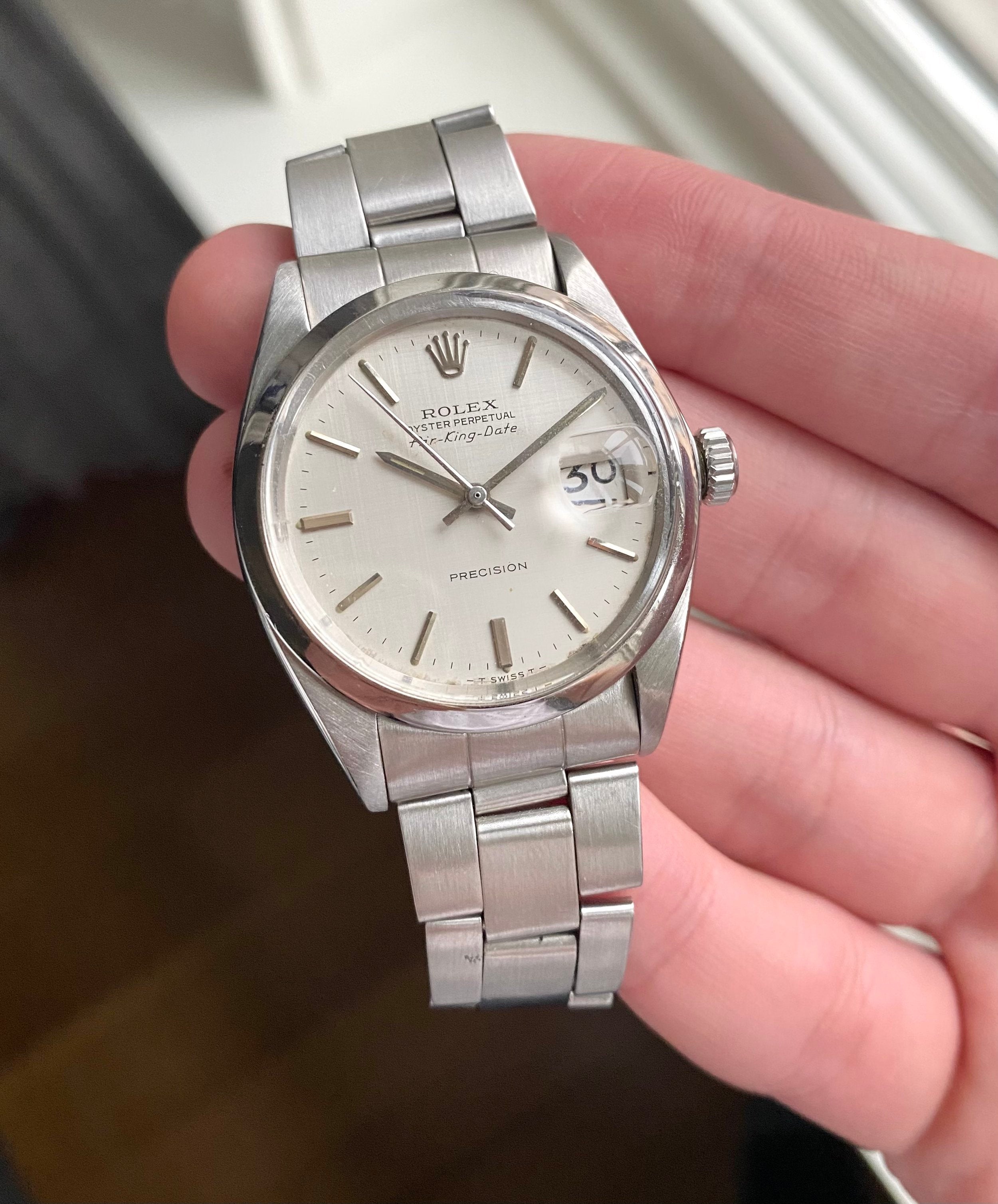 Rolex Air King Date ref. 5700 — Silver Linen Dial