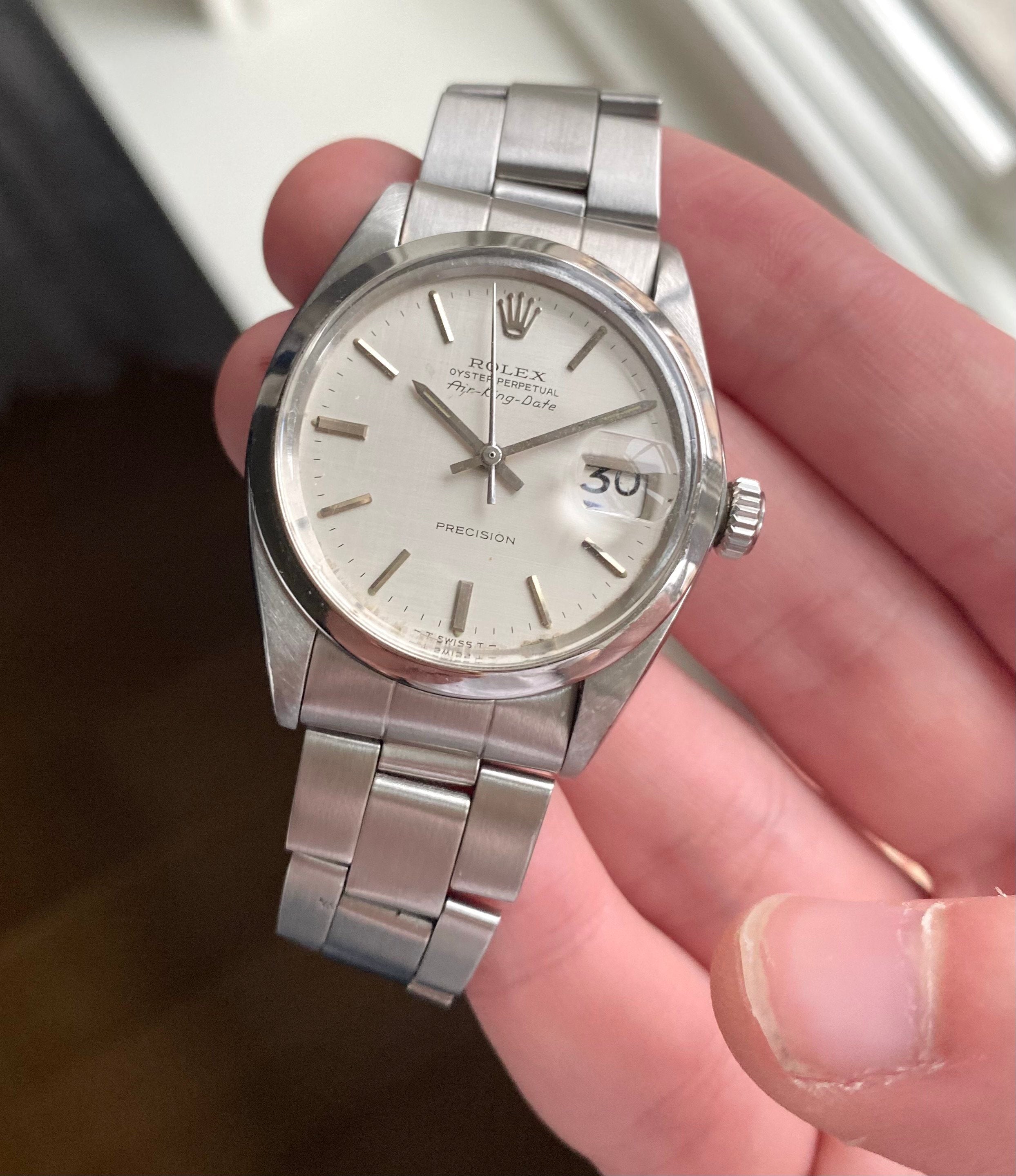 Rolex Air King Date ref. 5700 — Silver Linen Dial