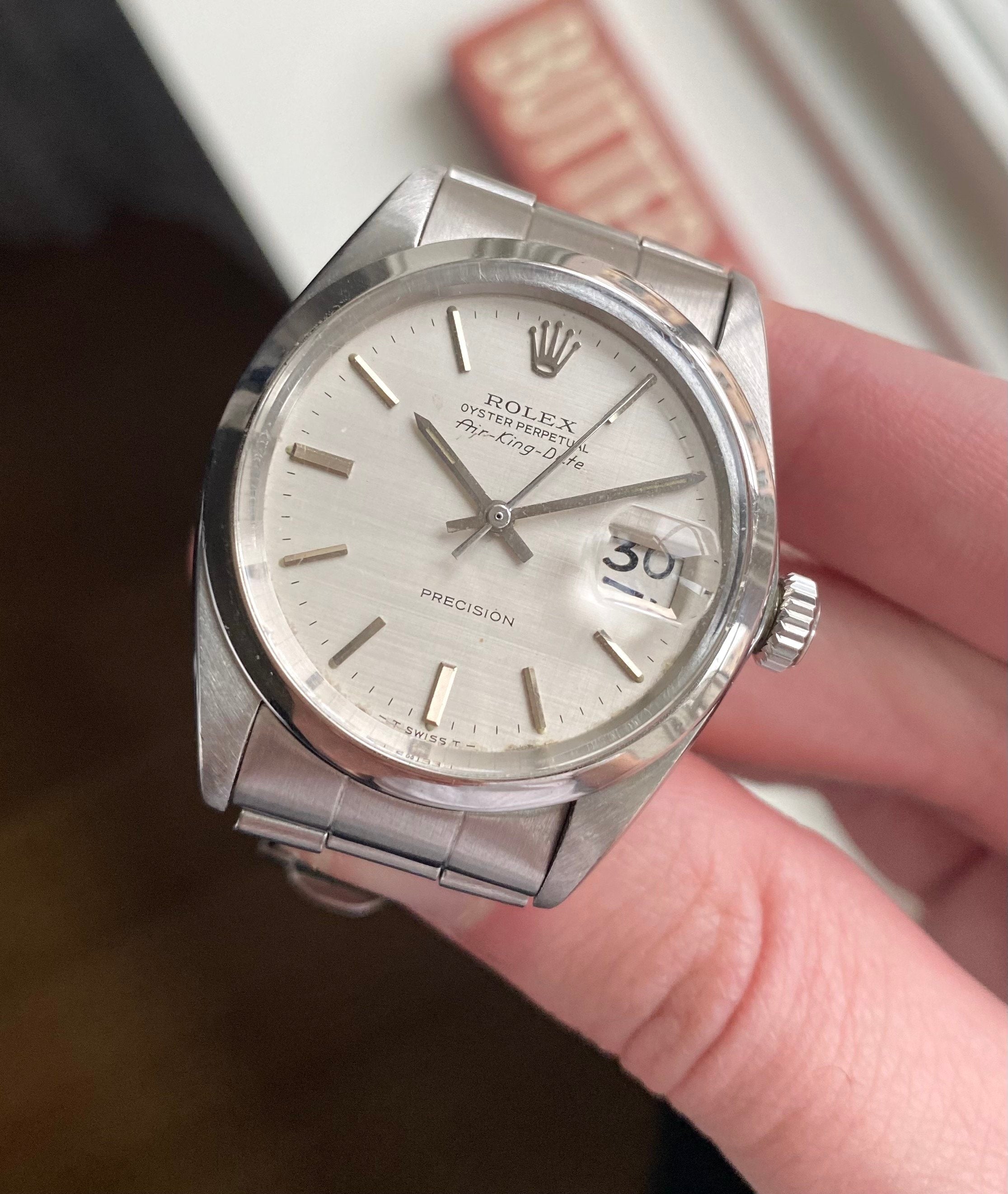 Rolex Air King Date ref. 5700 — Silver Linen Dial