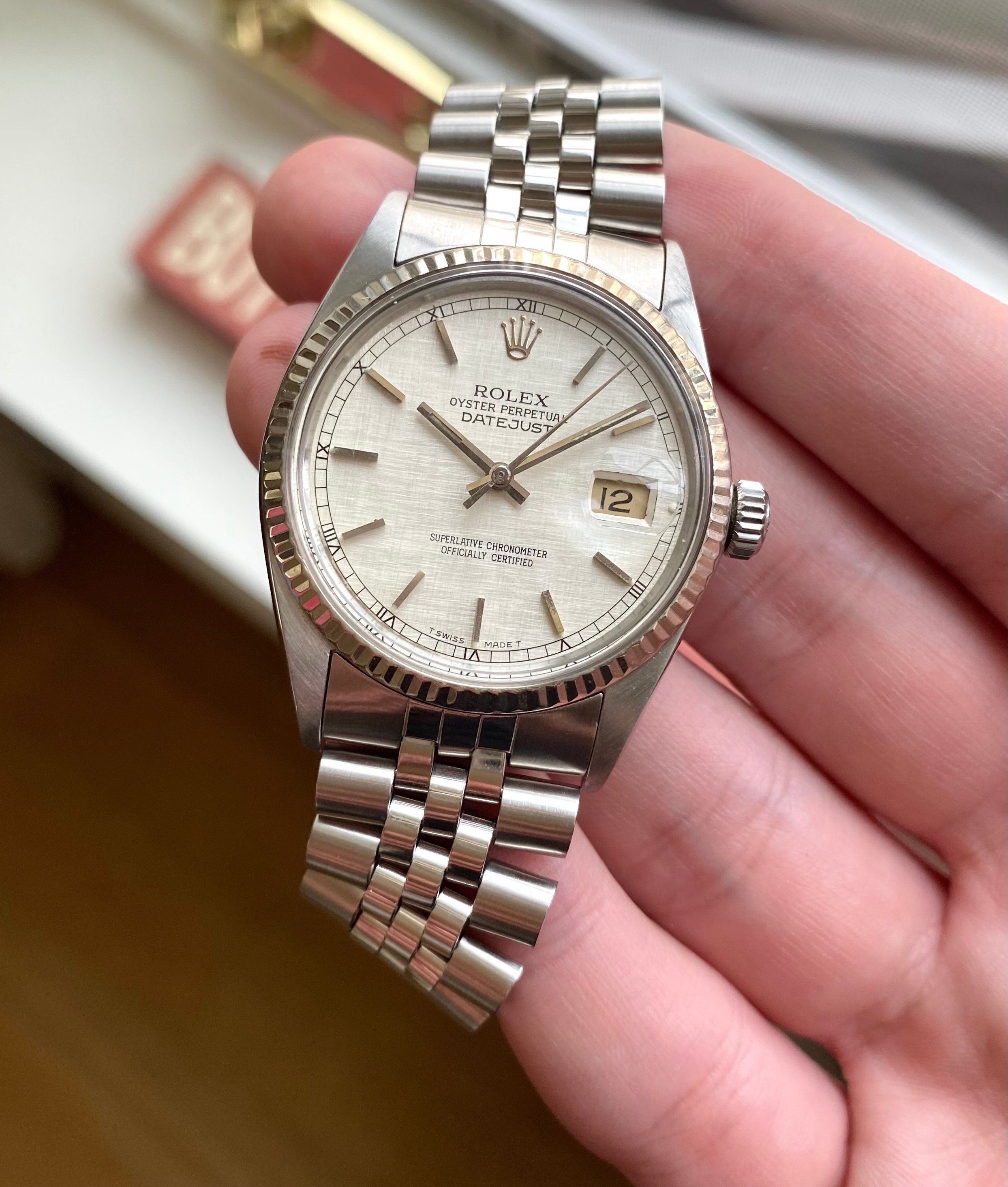 Rolex Datejust ref. 16014 — Silver Linen Dial