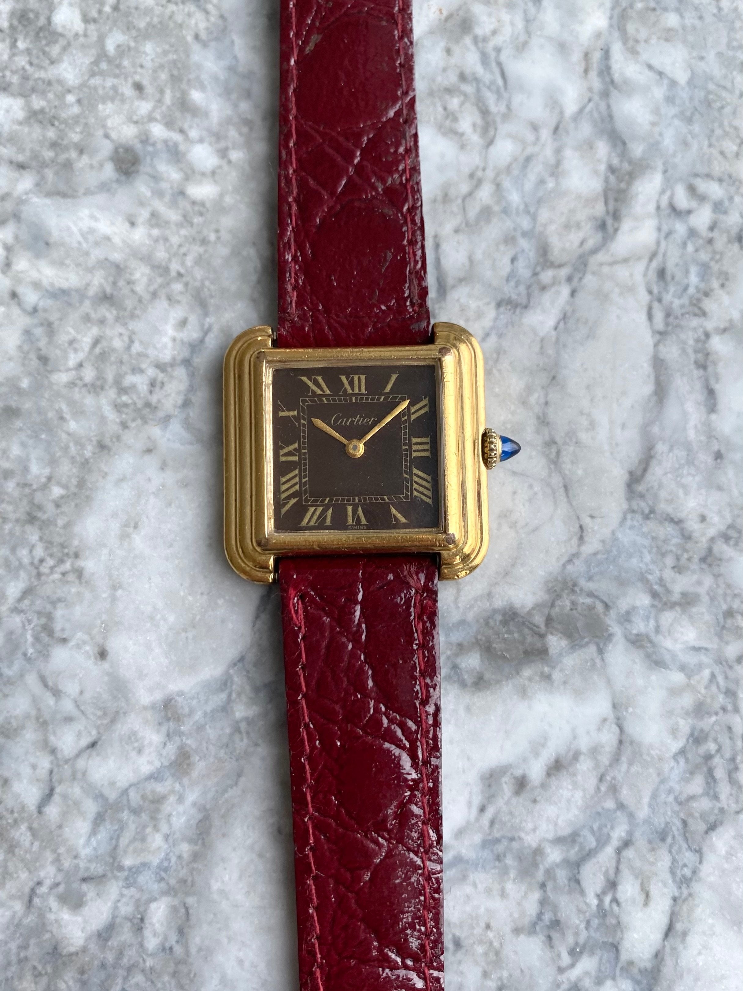 Cartier Stepped Case - Brown Roman Numerals.