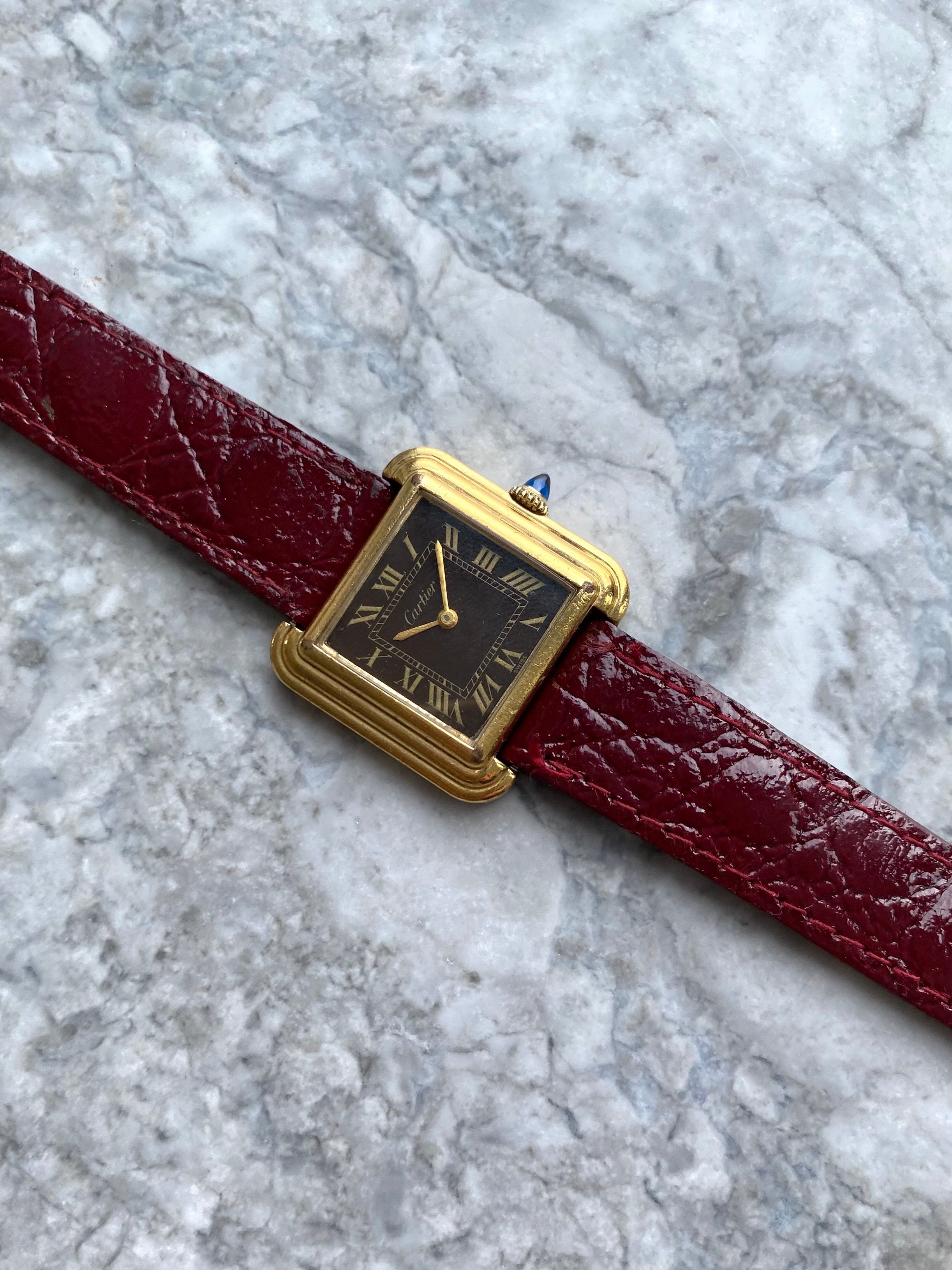 Cartier Stepped Case - Brown Roman Numerals.