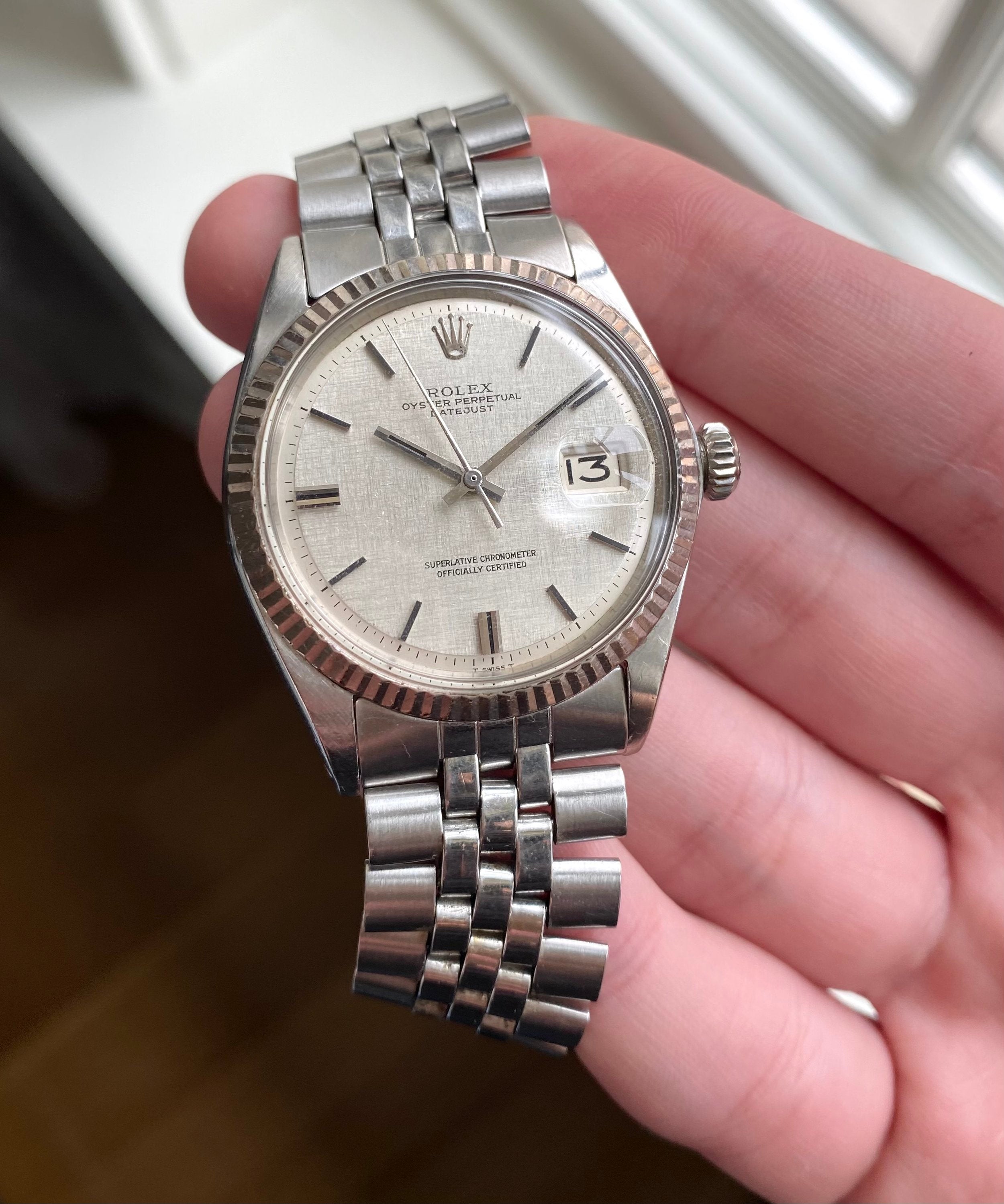 Rolex Datejust ref. 1601 — Silver Linen Dial