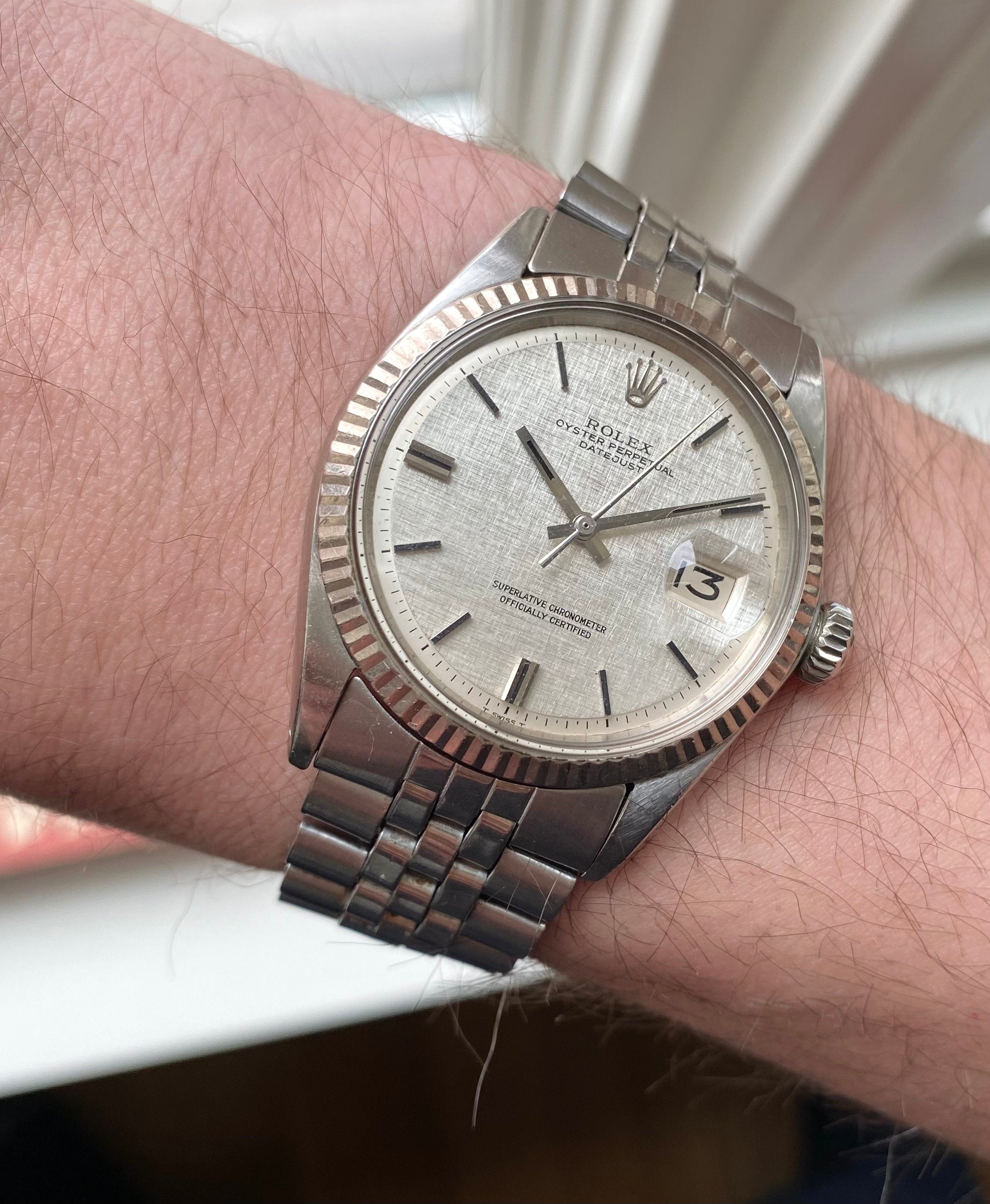 Rolex Datejust ref. 1601 — Silver Linen Dial