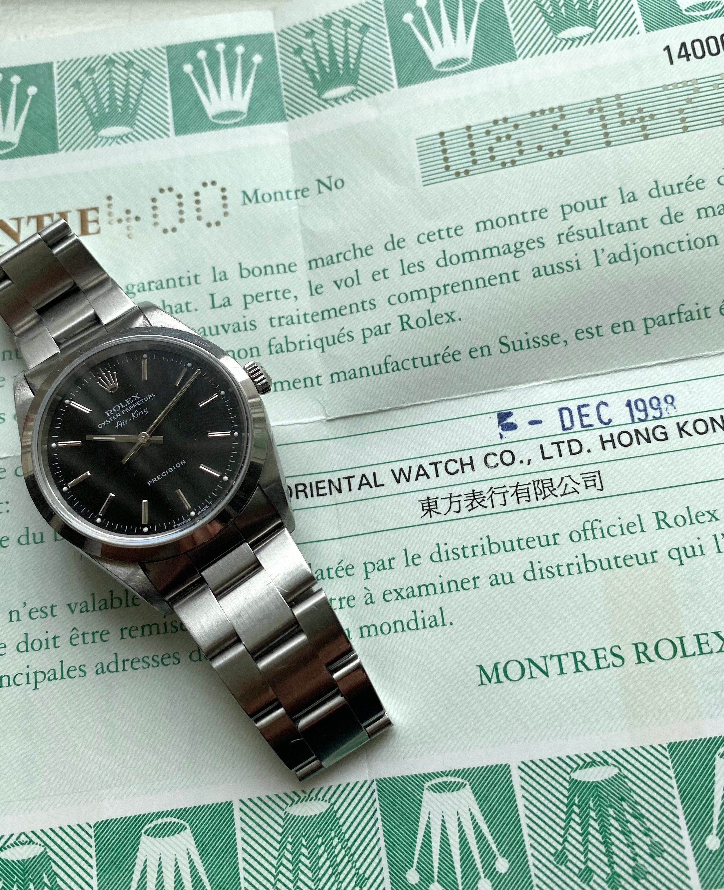 Rolex Air King ref. 14000 — with Papers