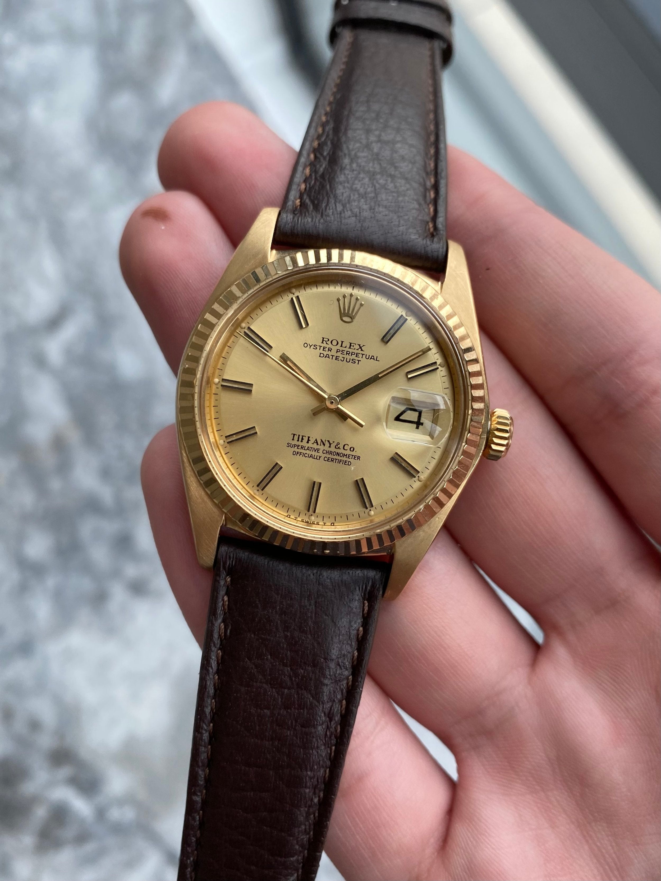 Rolex Datejust 1601 - Tiffany Stamp 18K Gold.