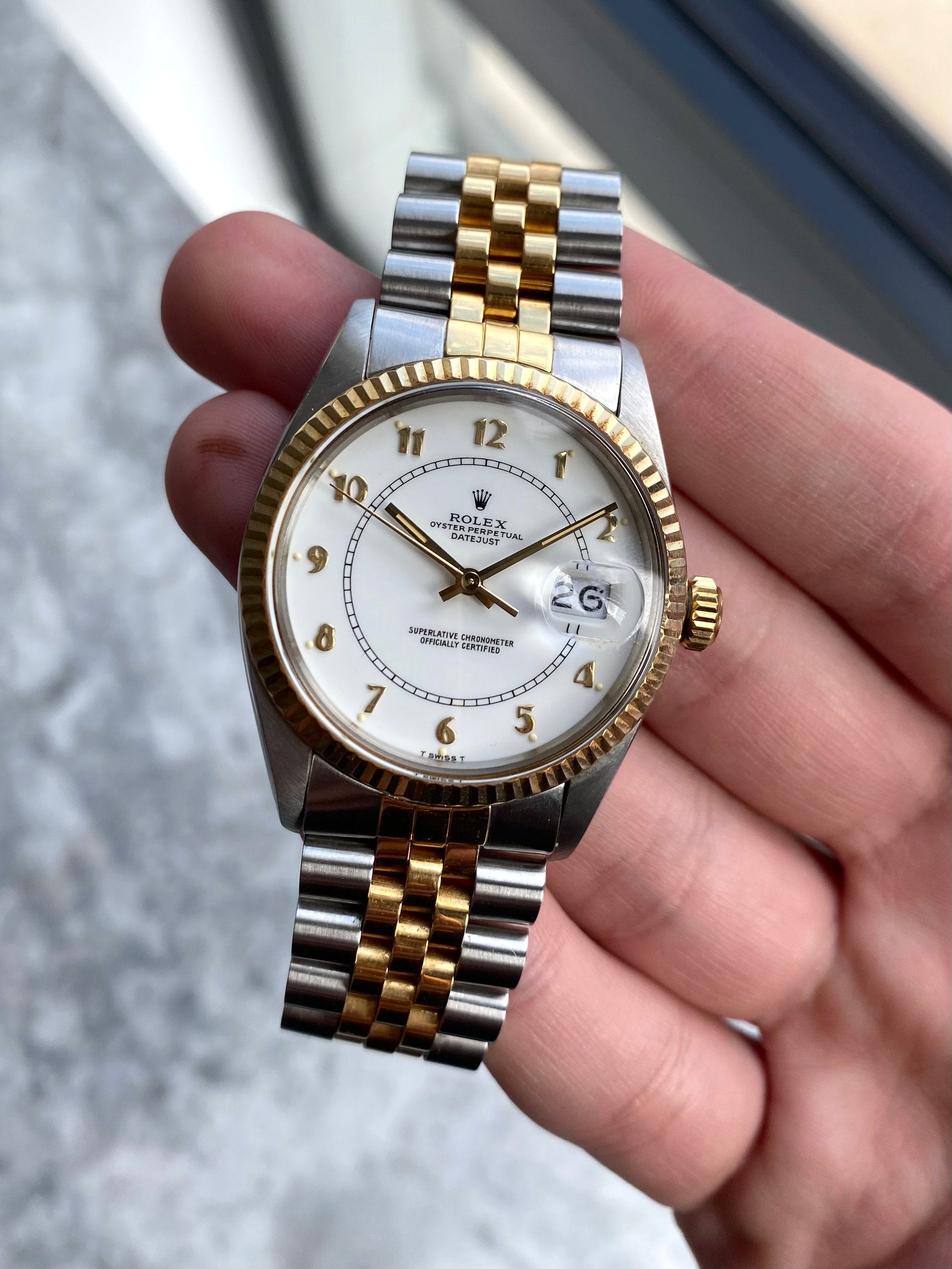 Rolex Datejust 16013 - White Boiler Gage Dial.