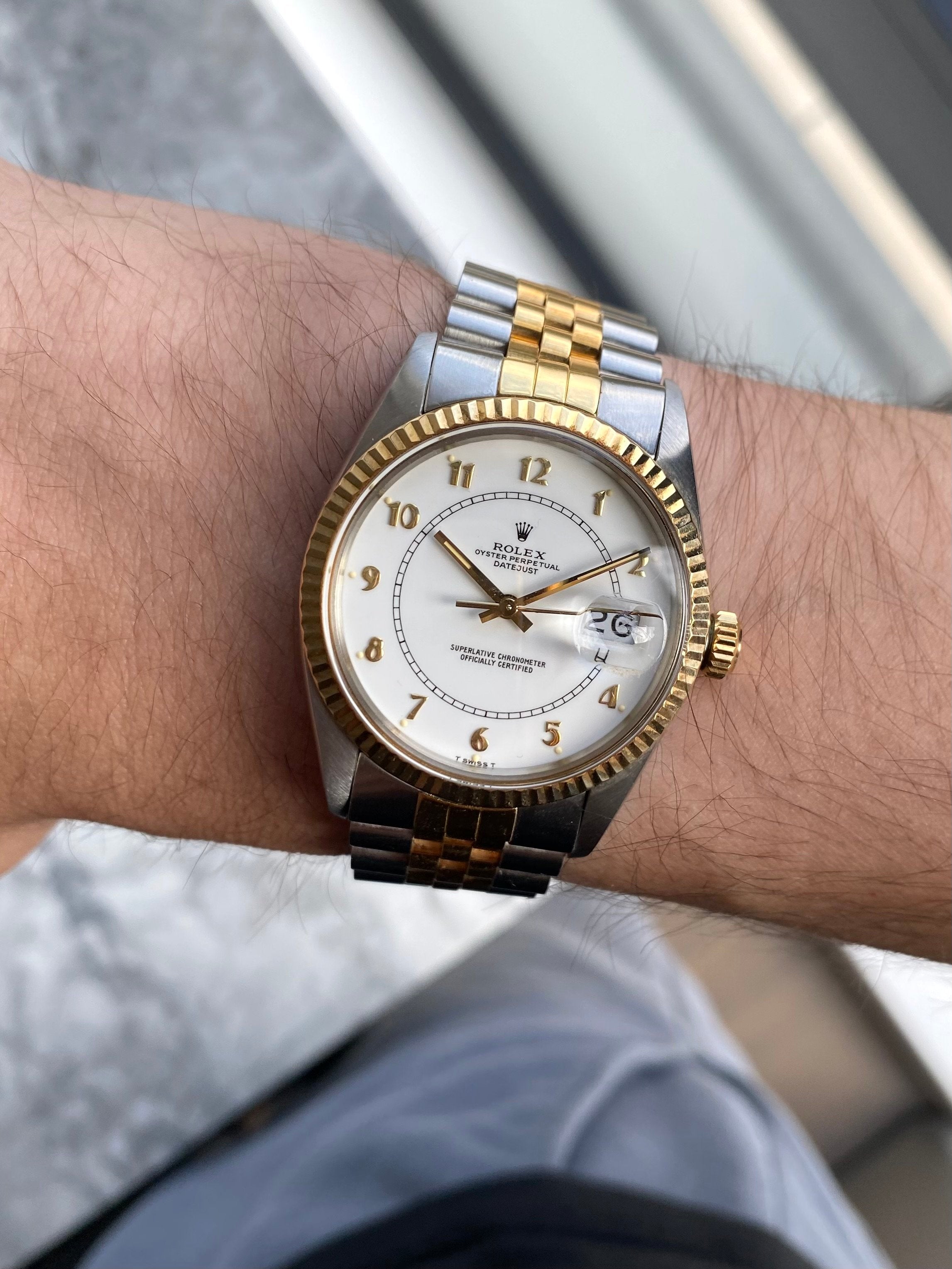 Rolex Datejust 16013 - White Boiler Gage Dial.