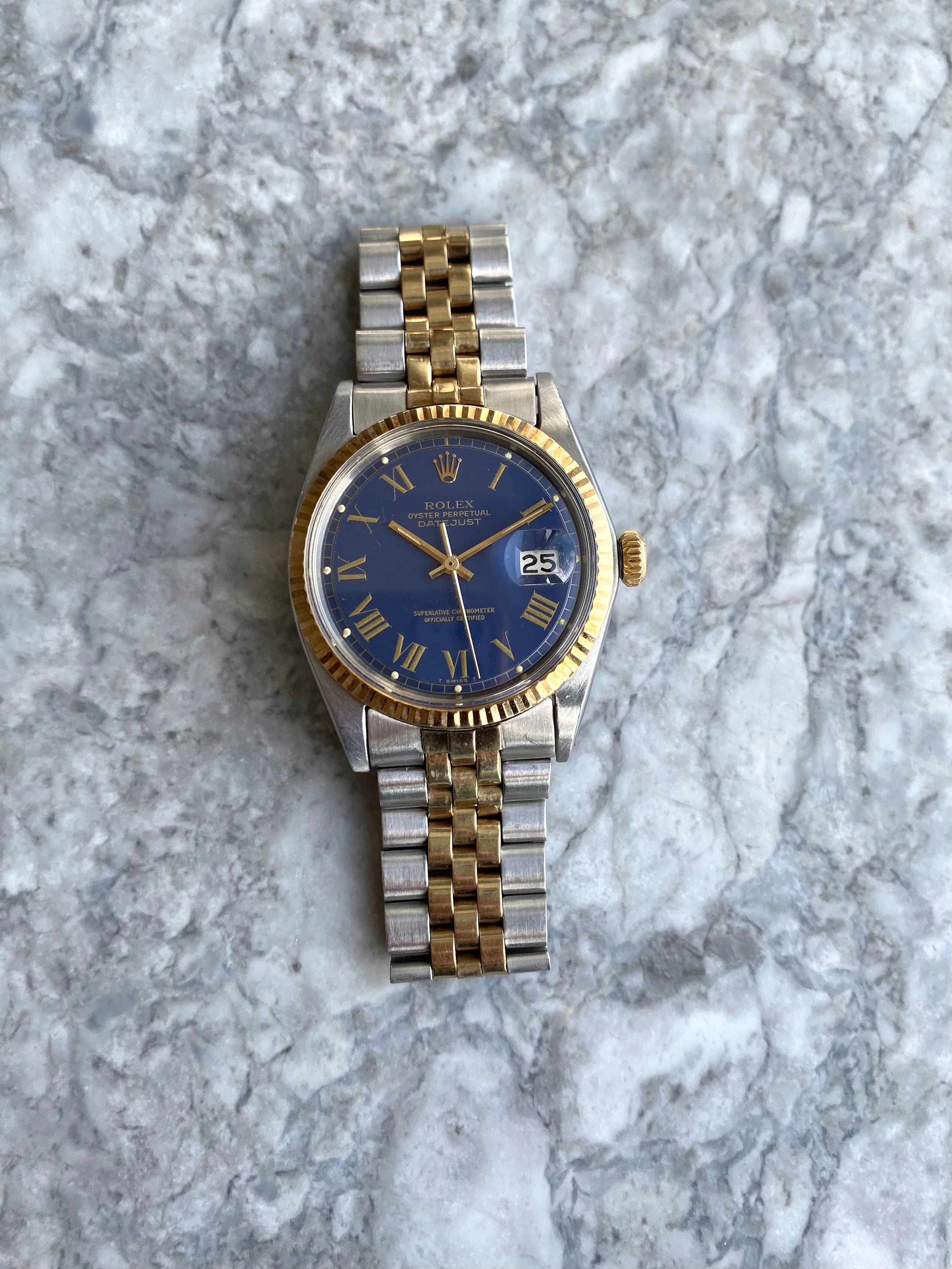 Rolex Datejust 1601 - Blue Buckley Dial.