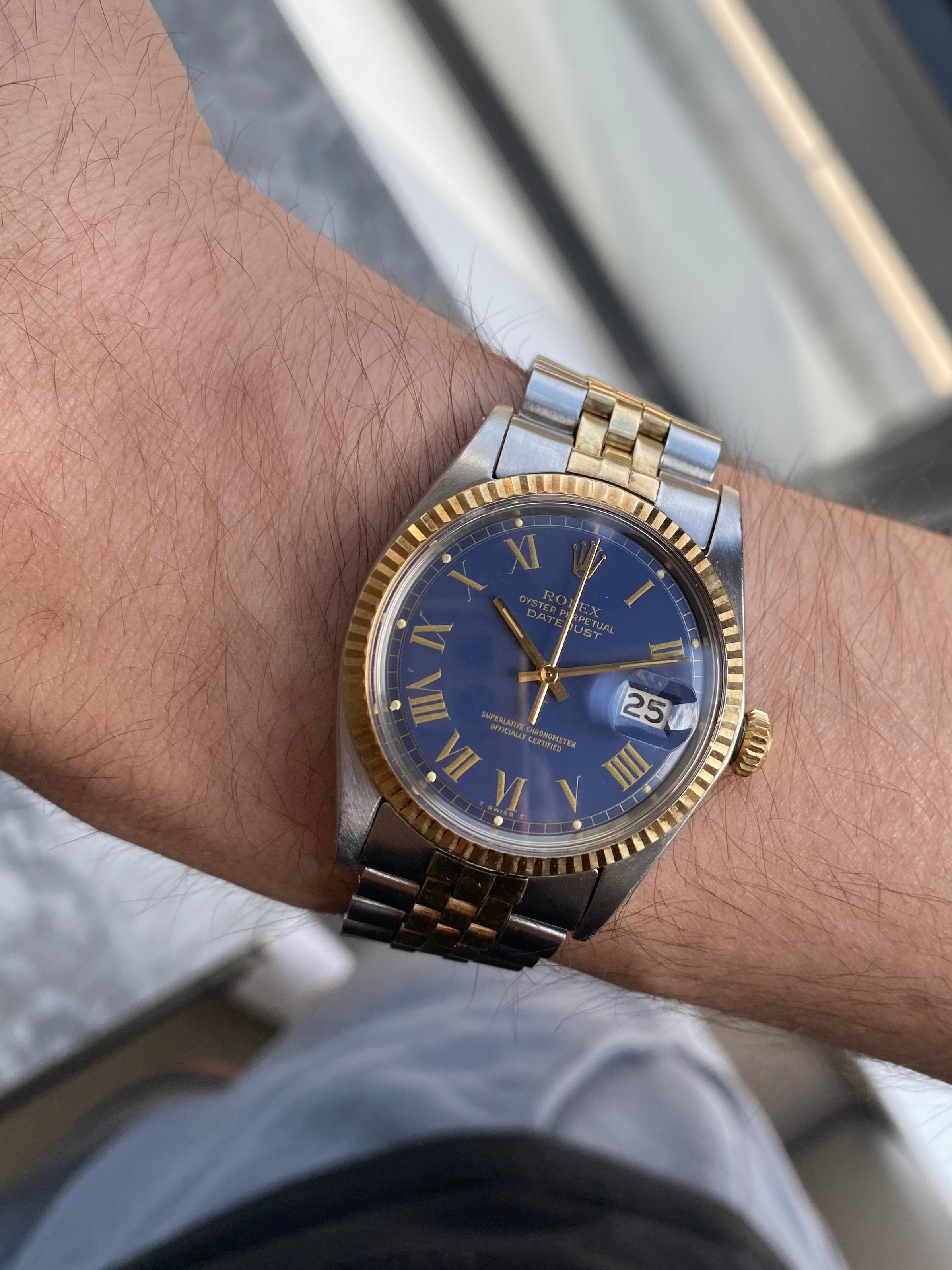 Rolex Datejust 1601 - Blue Buckley Dial.