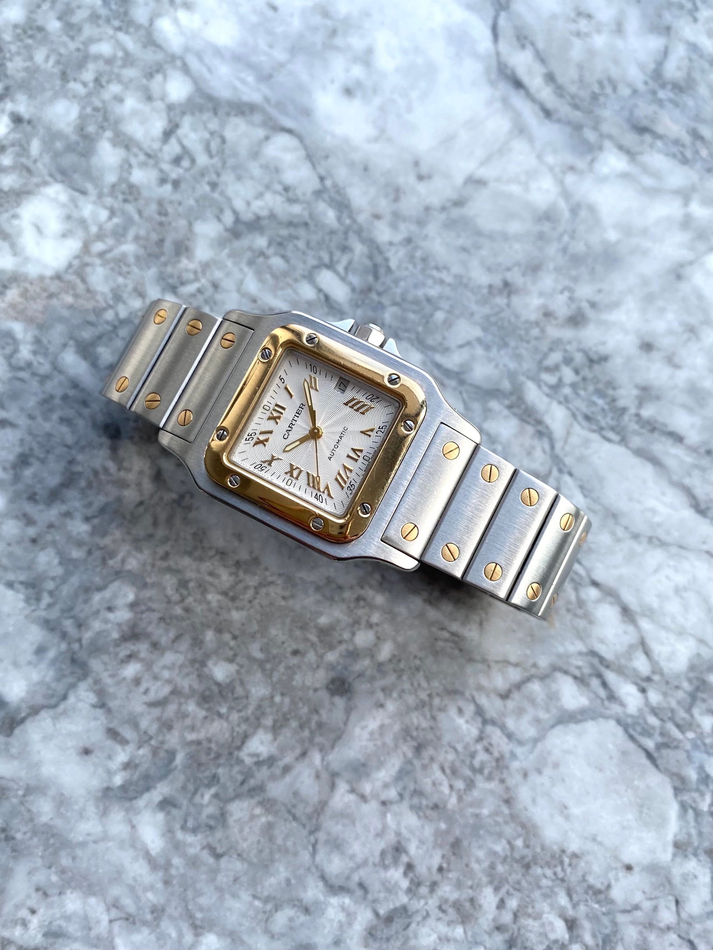 Cartier Santos 2319 - Two Tone Guiolloche Dial.