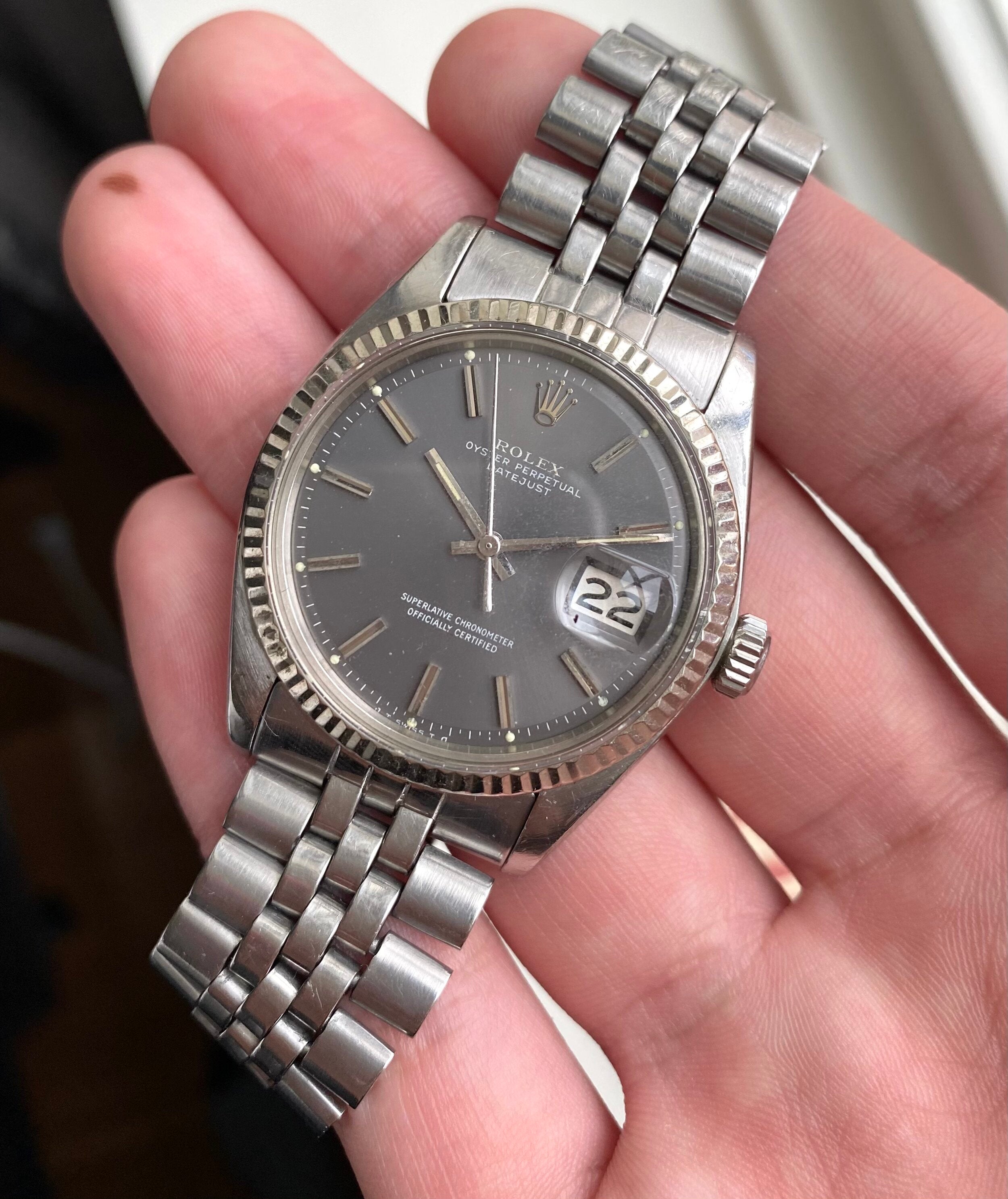 Rolex Datejust ref. 1601 — Grey Sunburst