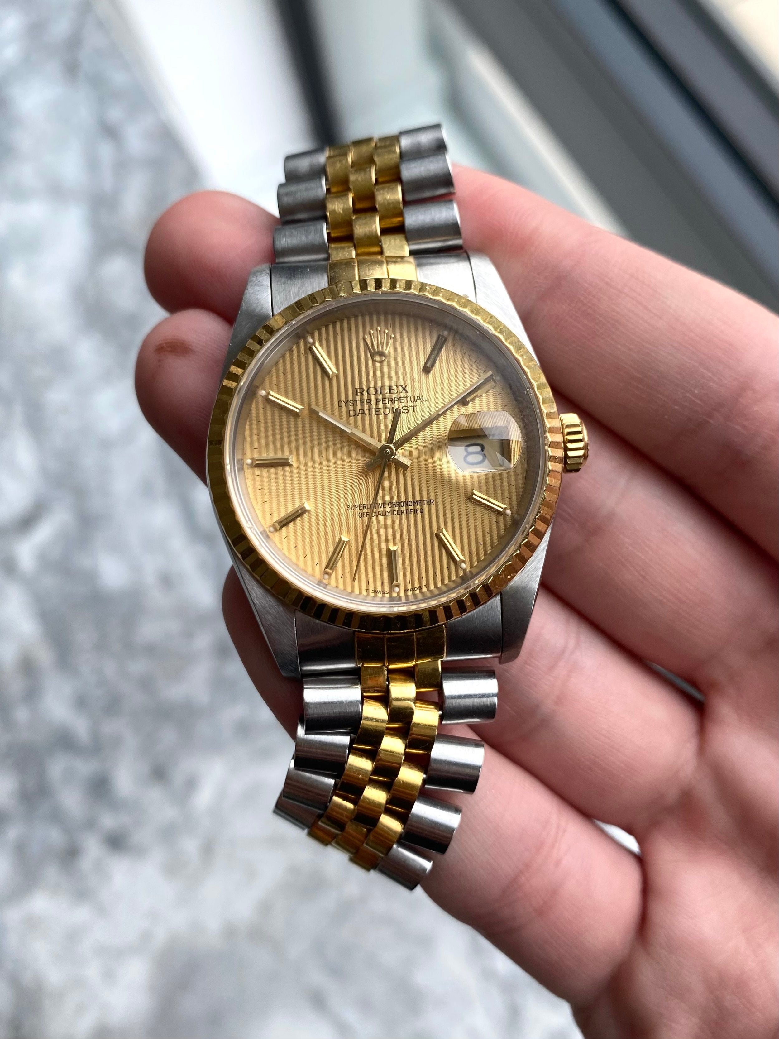 Rolex Datejust 16233 Tapestry Dial - Box and Papers.