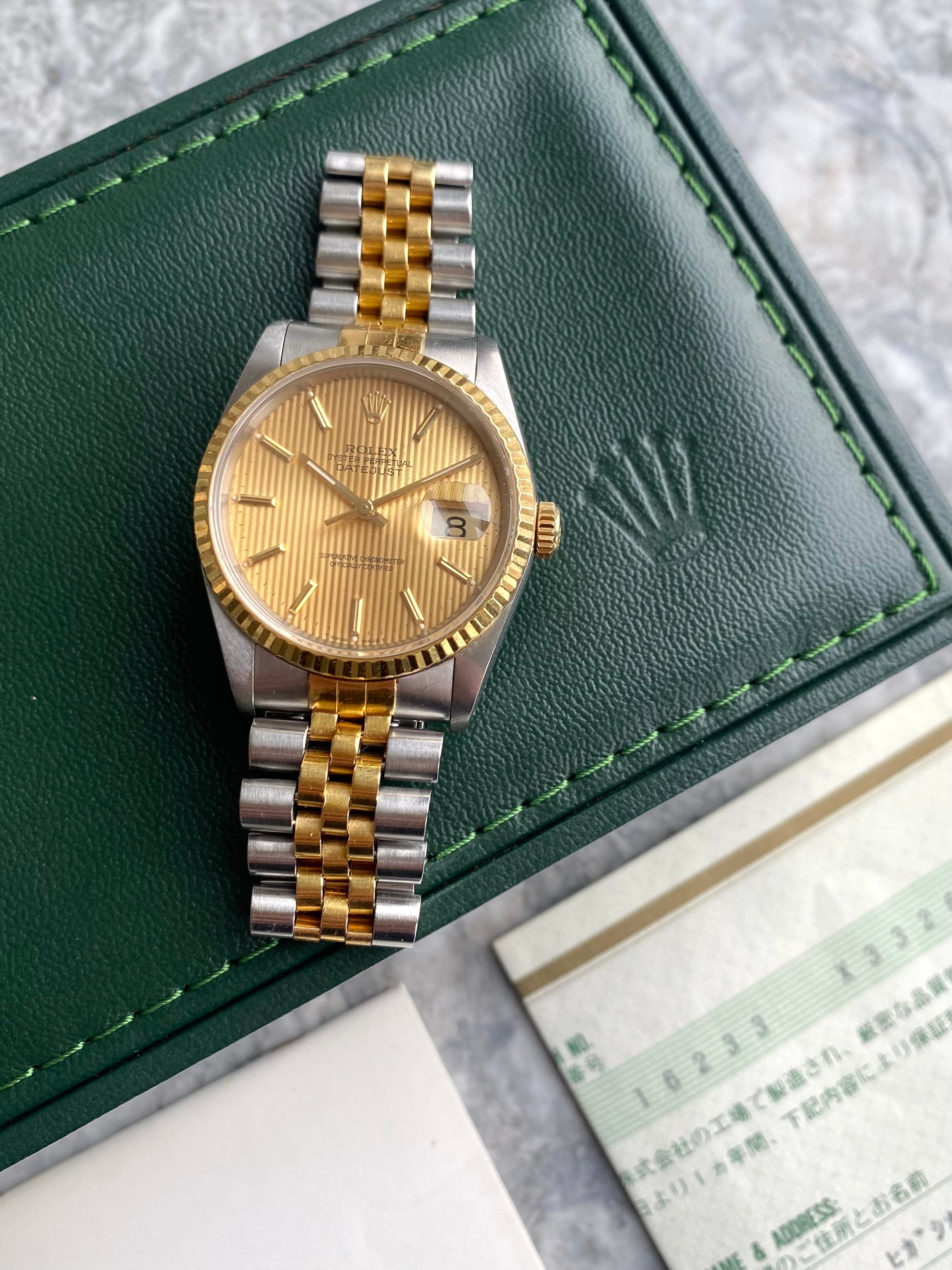 Rolex Datejust 16233 Tapestry Dial - Box and Papers.