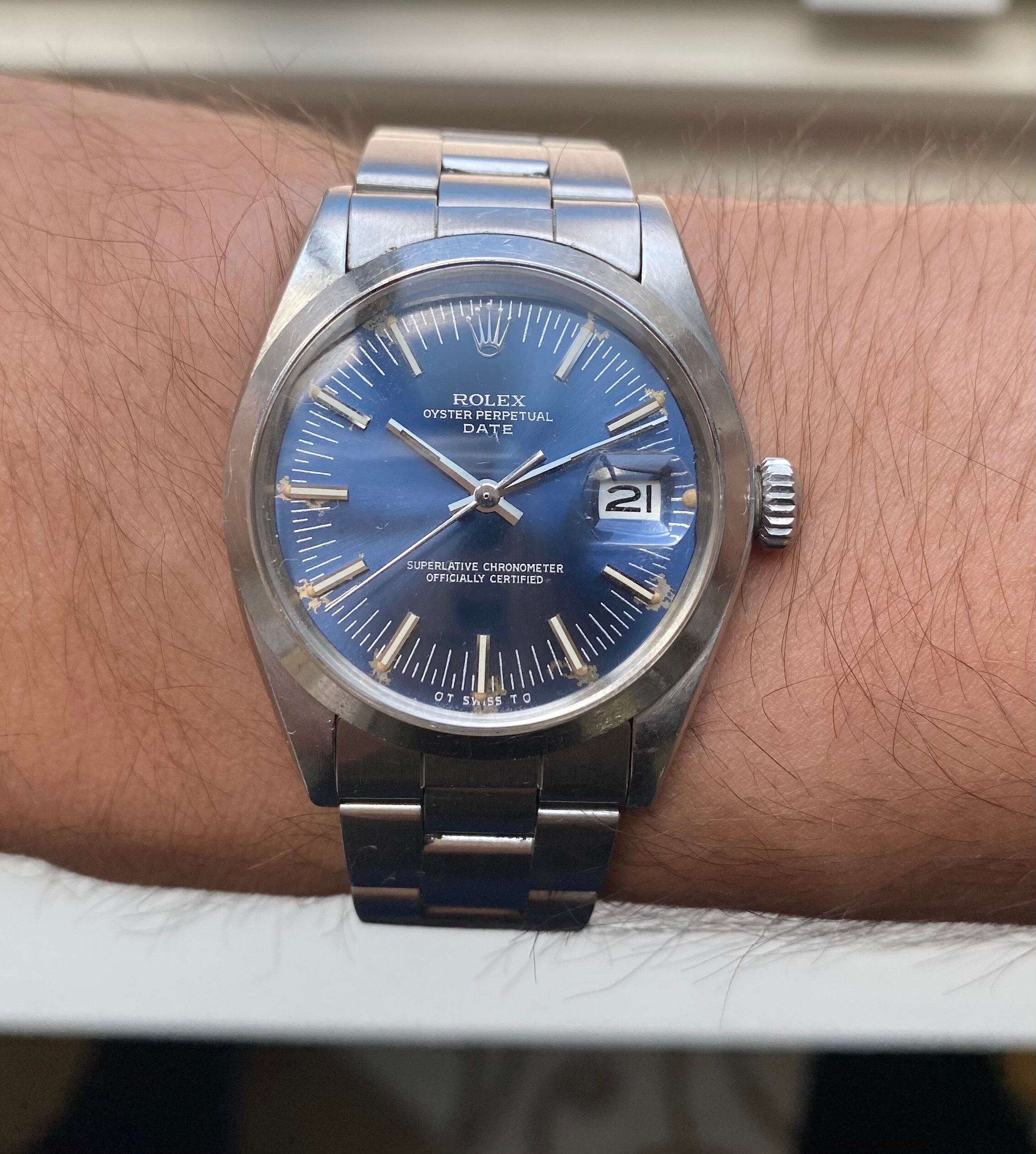 Rolex Oyster Perpetual ref. 1500 — Blue Sigma Dial