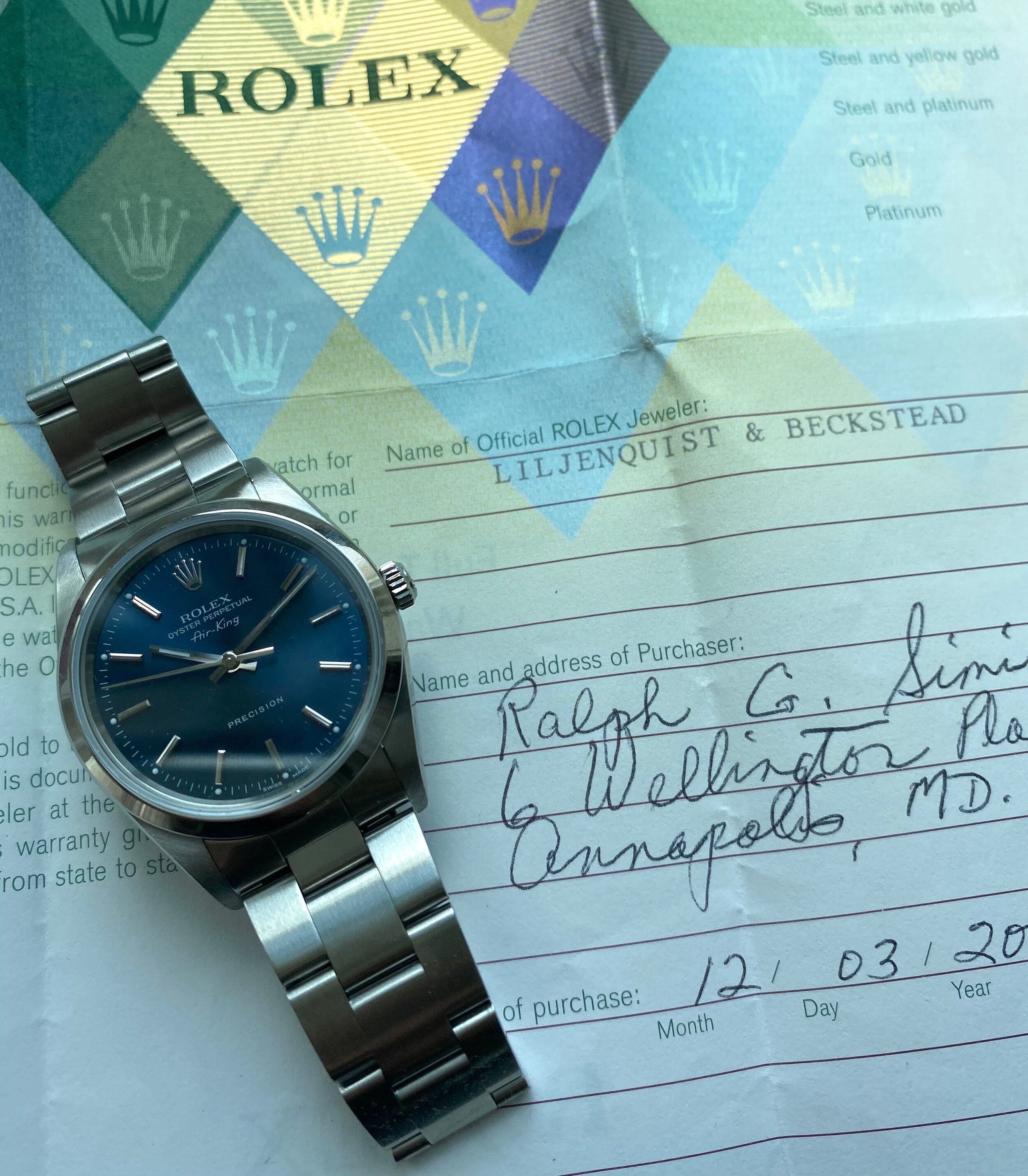 Rolex Air King ref. 14000 — with Papers