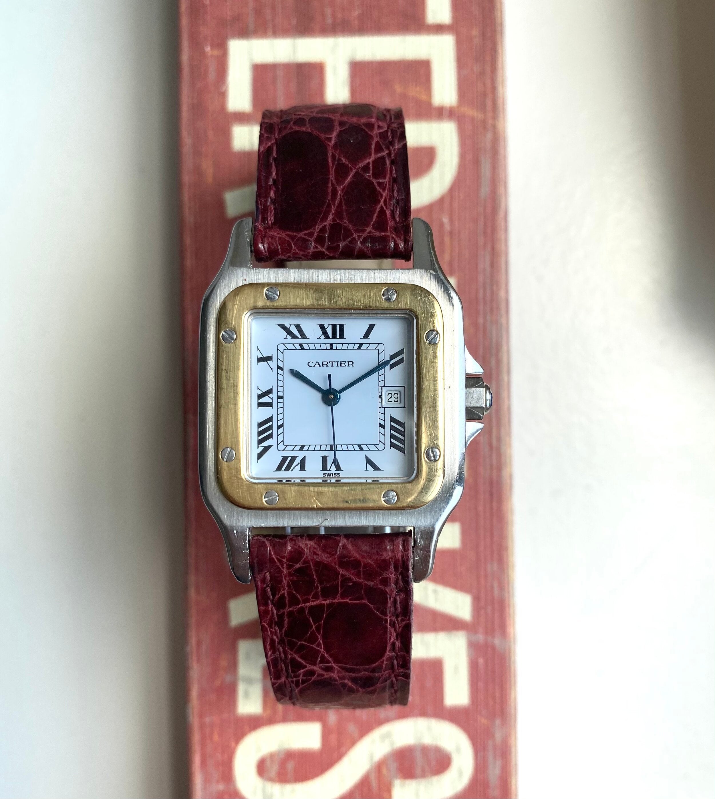 Cartier Santos — Two-tone Black Roman Numeral Dial