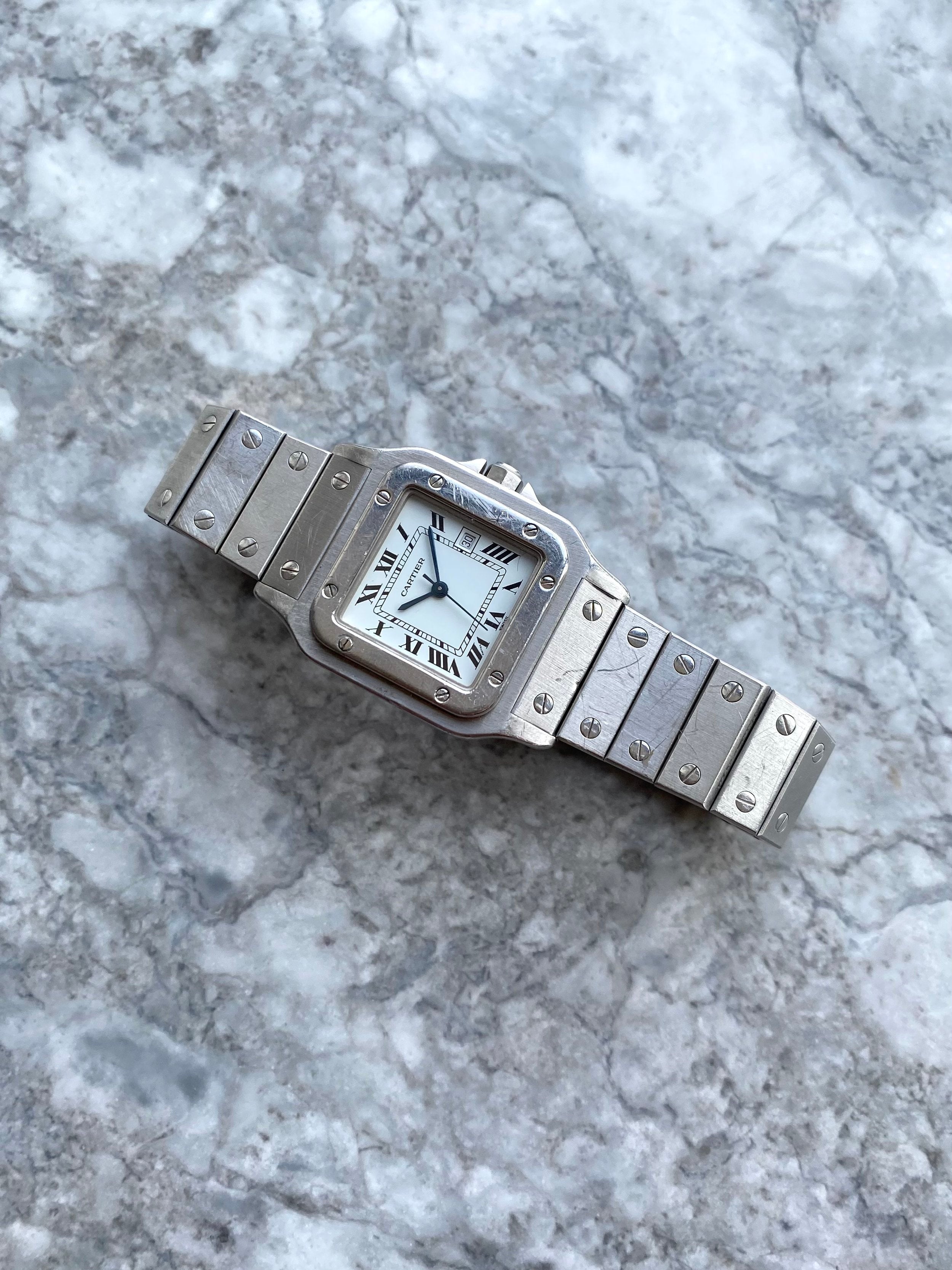 Cartier Santos 2960 - White Roman numerals.