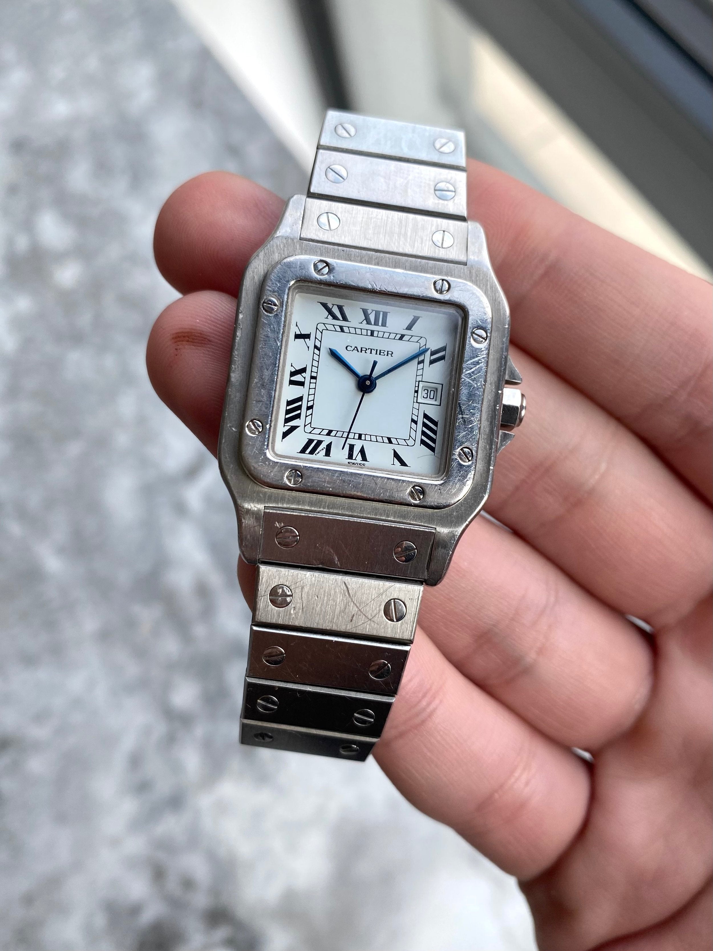 Cartier Santos 2960 - White Roman numerals.