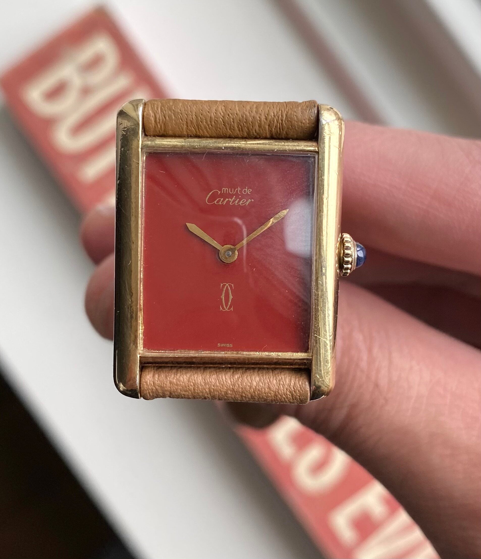 Cartier Tank — Red Laquer Dial