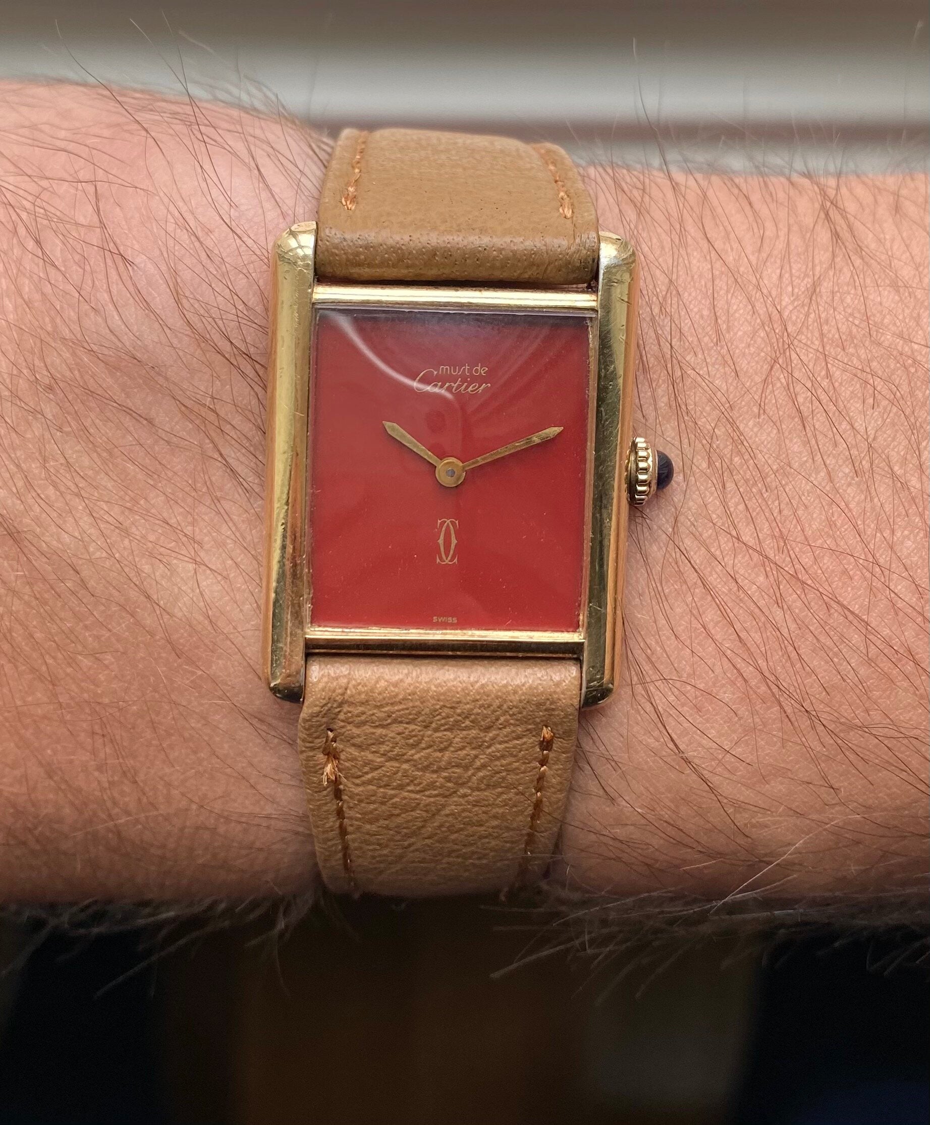 Cartier Tank — Red Laquer Dial