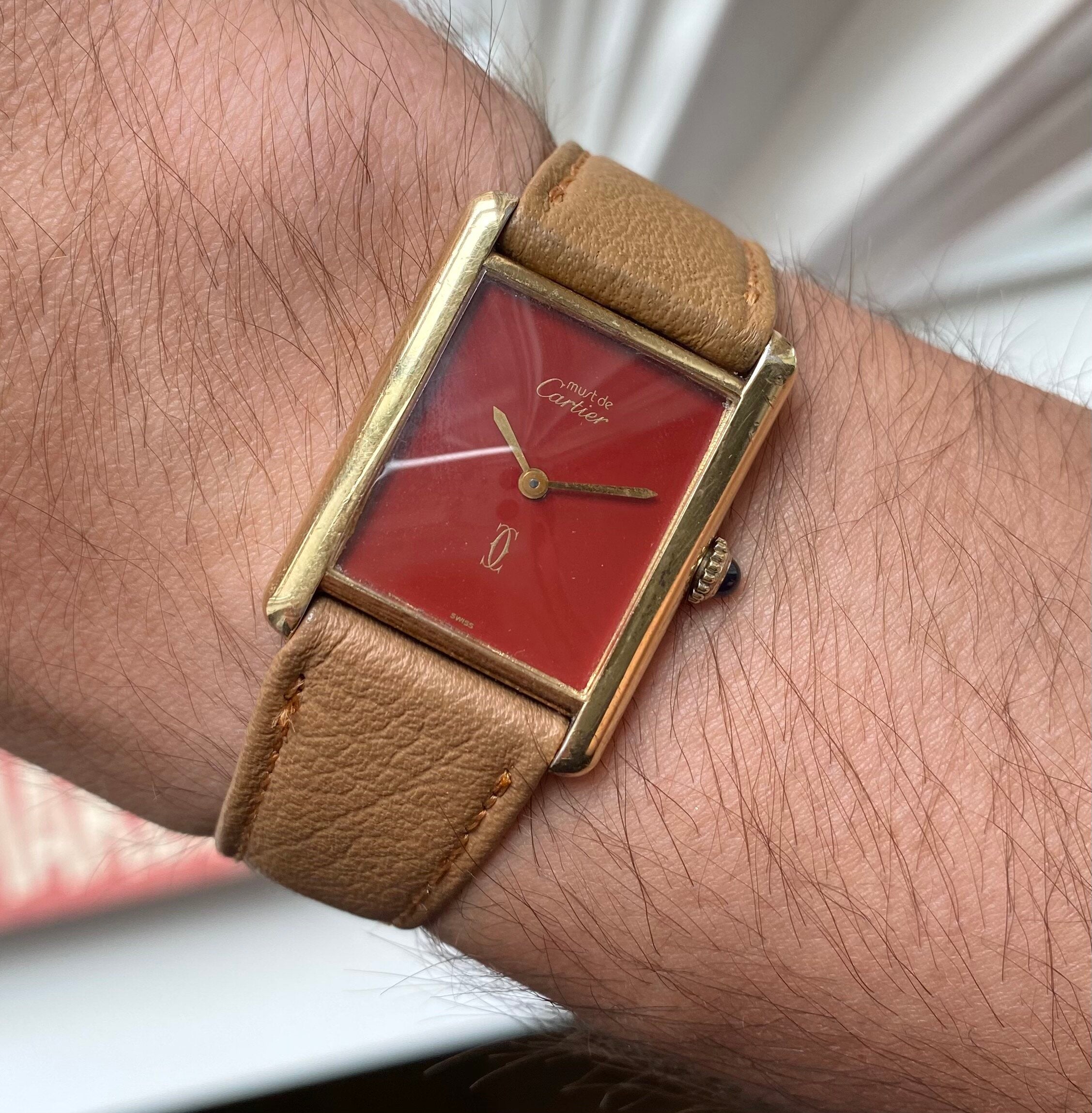 Cartier Tank — Red Laquer Dial