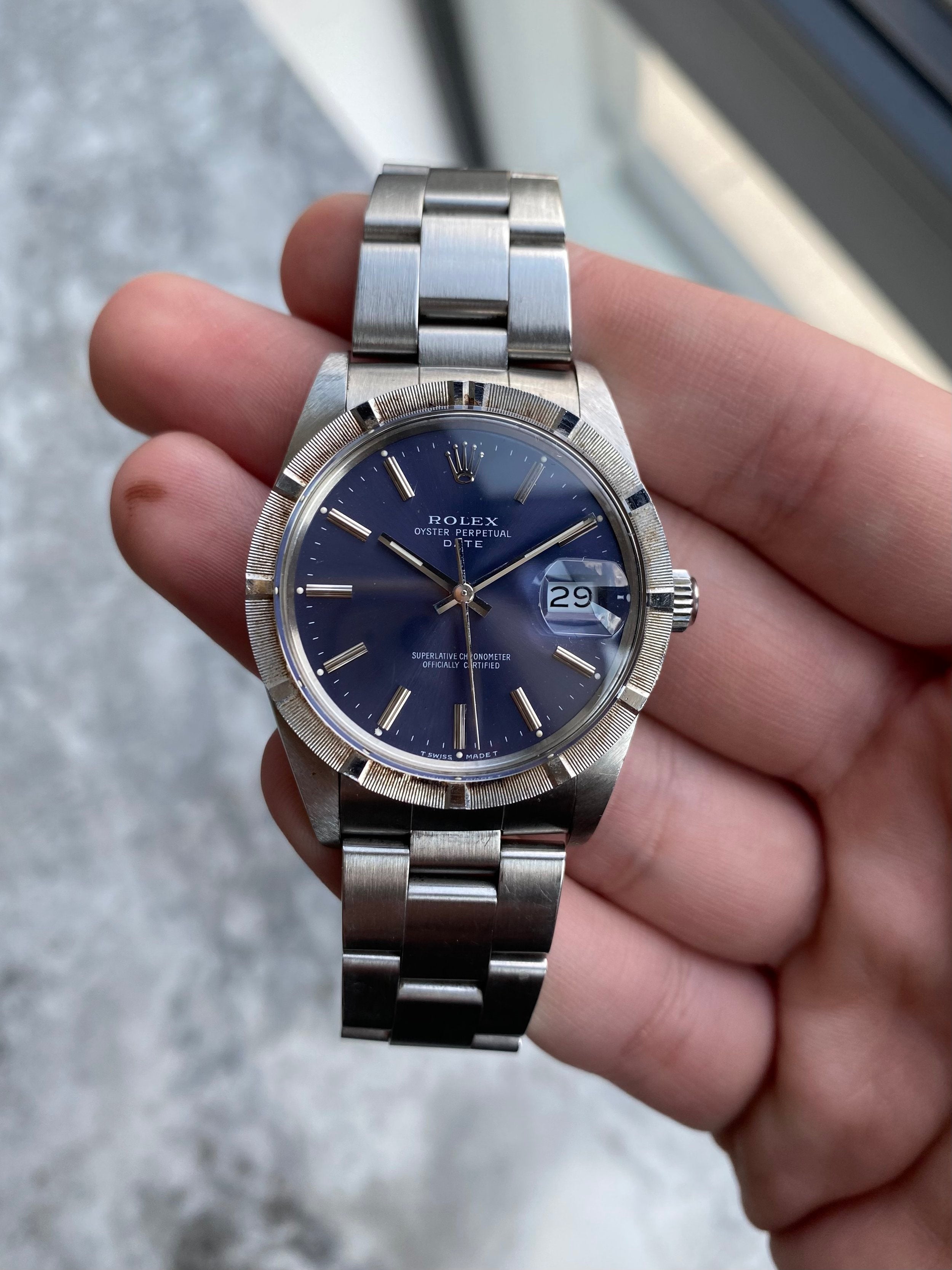 Rolex OP 15010. Blueish Purple Dial.