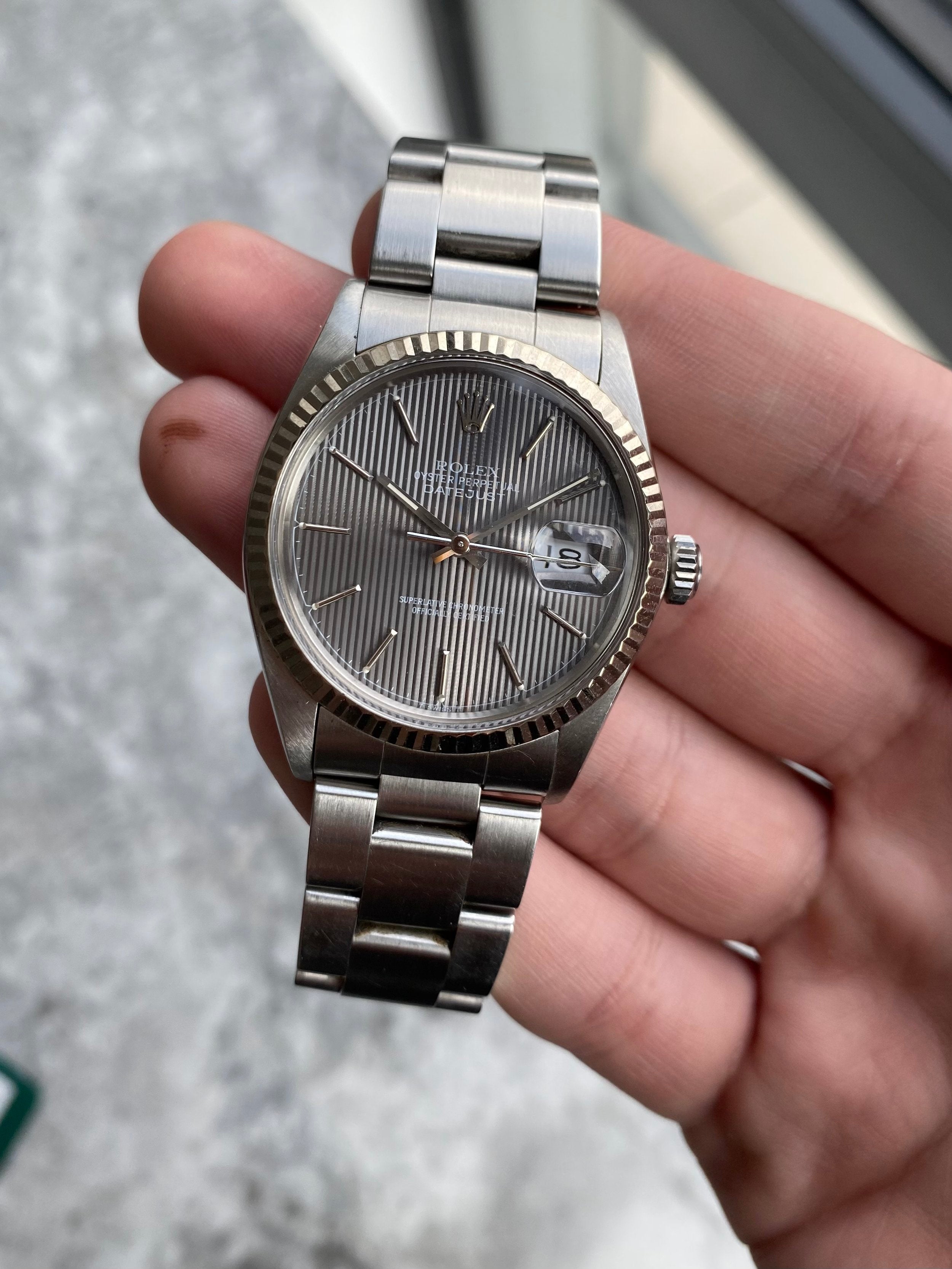 Rolex Datejust 16014 - Grey Tapestry Dial.