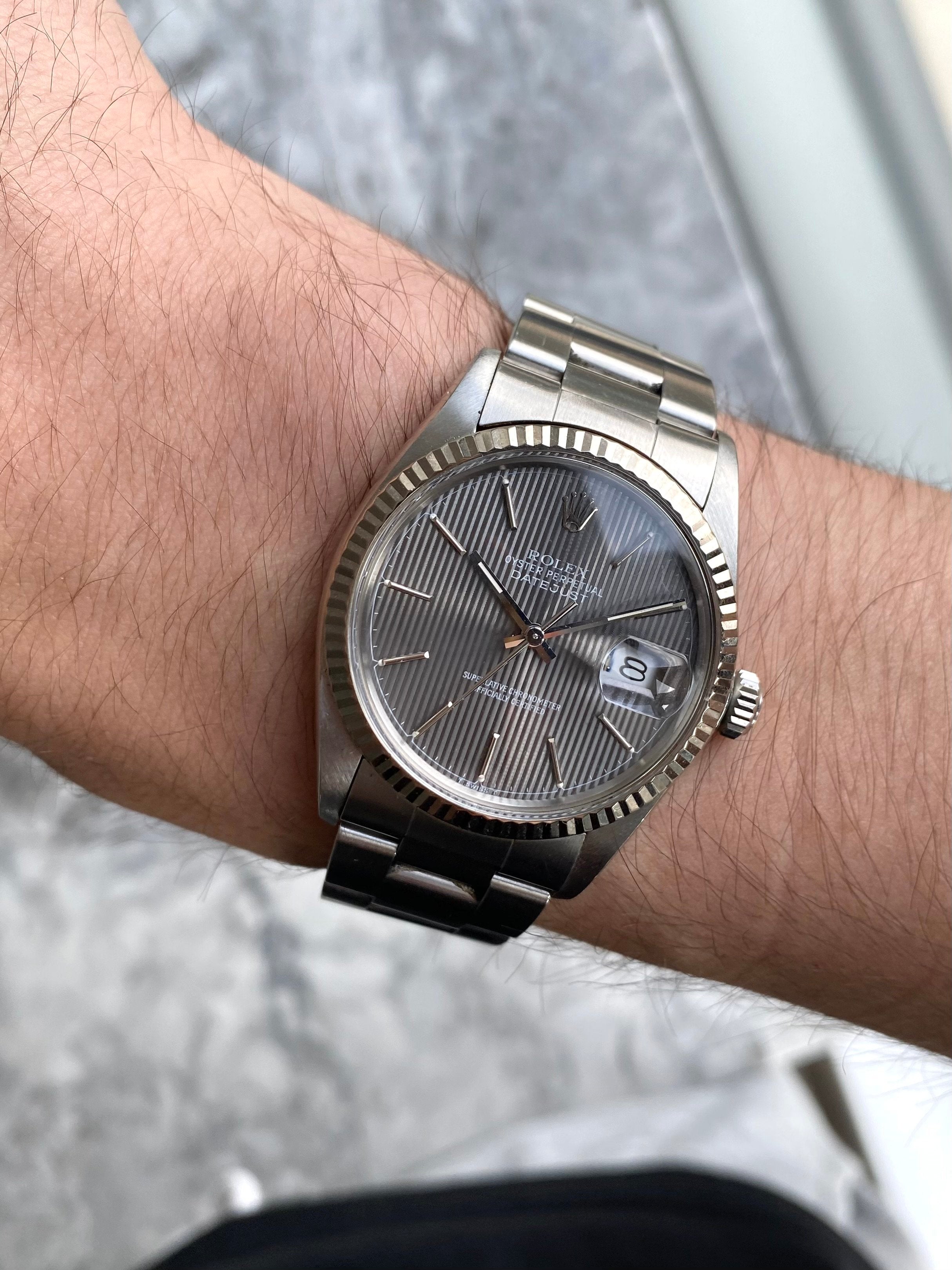 Rolex Datejust 16014 - Grey Tapestry Dial.