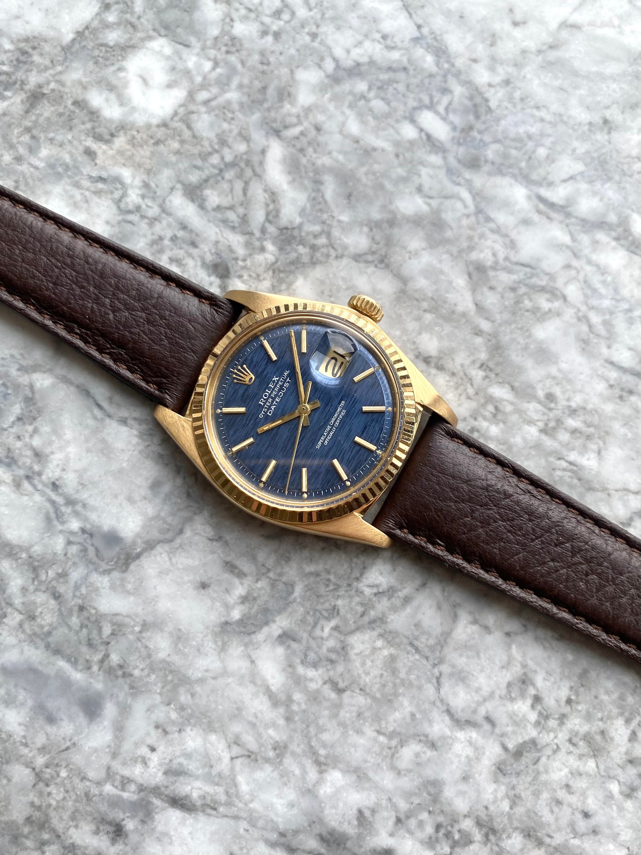 Rolex Datejust 1601 - 18K gold Blue Mosaic.