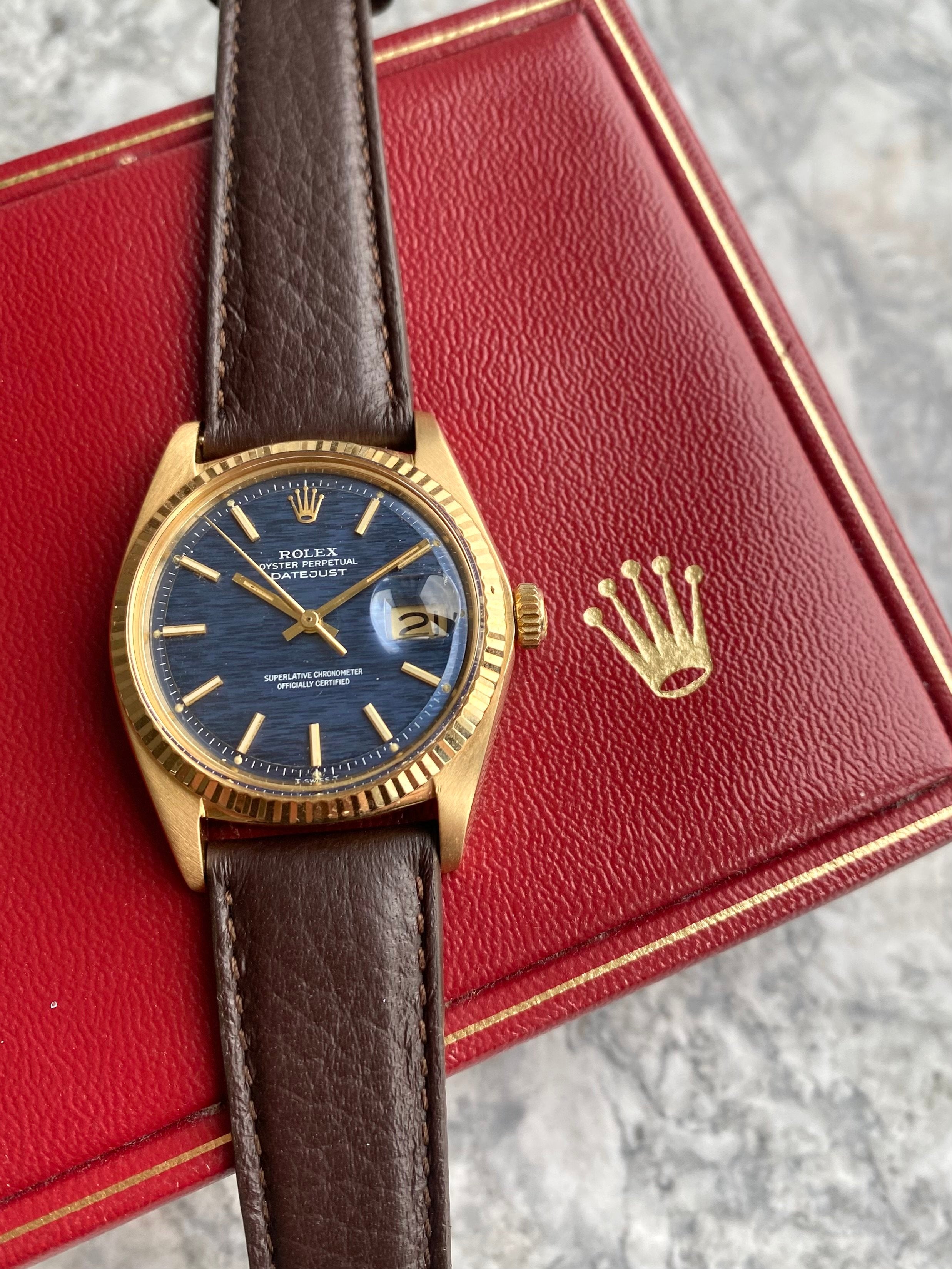 Rolex Datejust 1601 - 18K gold Blue Mosaic.