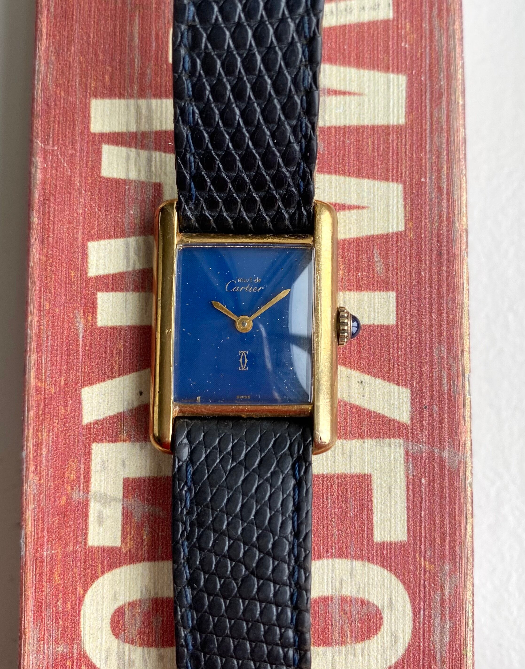 Cartier Tank — Blue Dial with Box and Papers