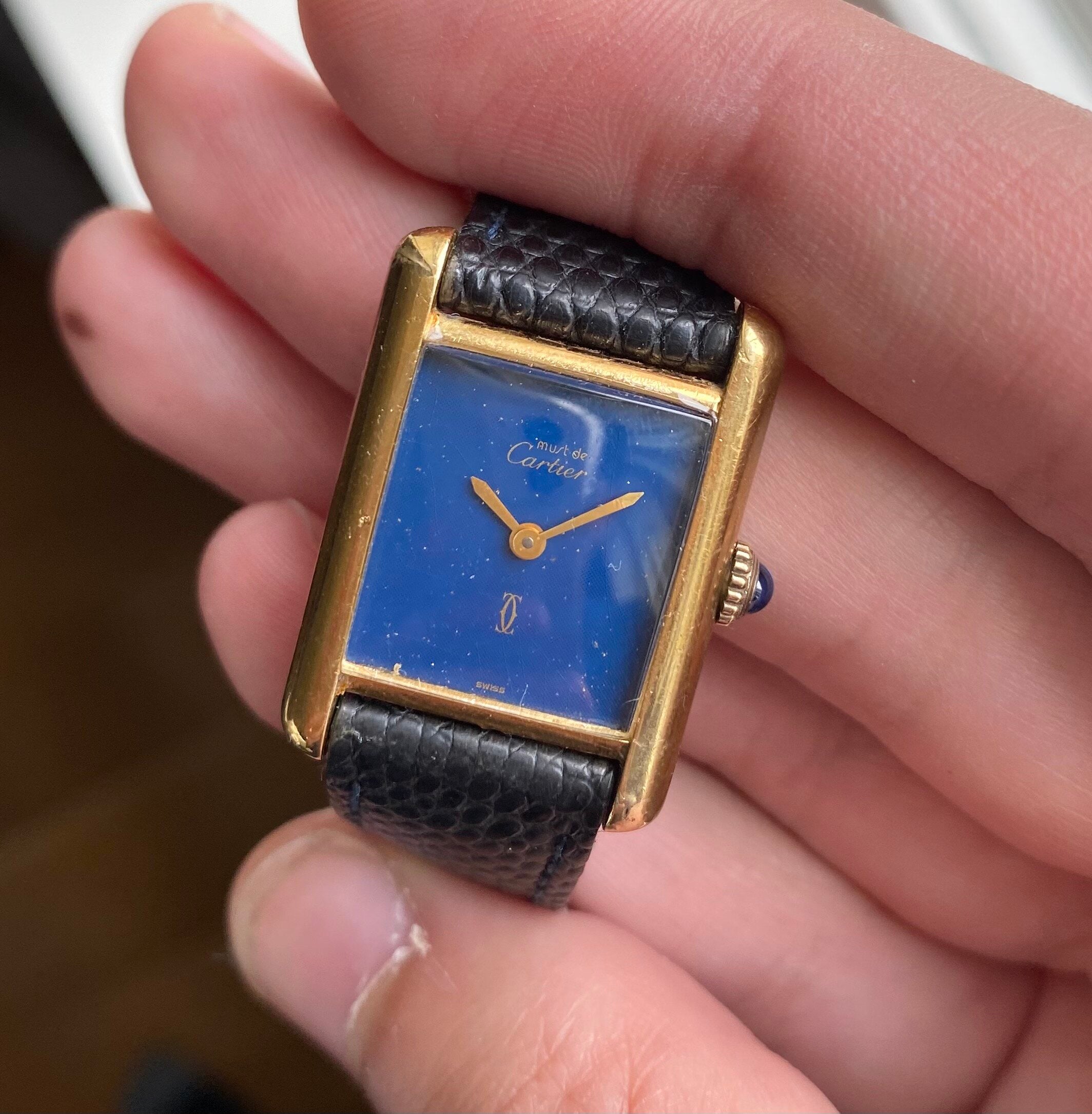 Cartier Tank — Blue Dial with Box and Papers