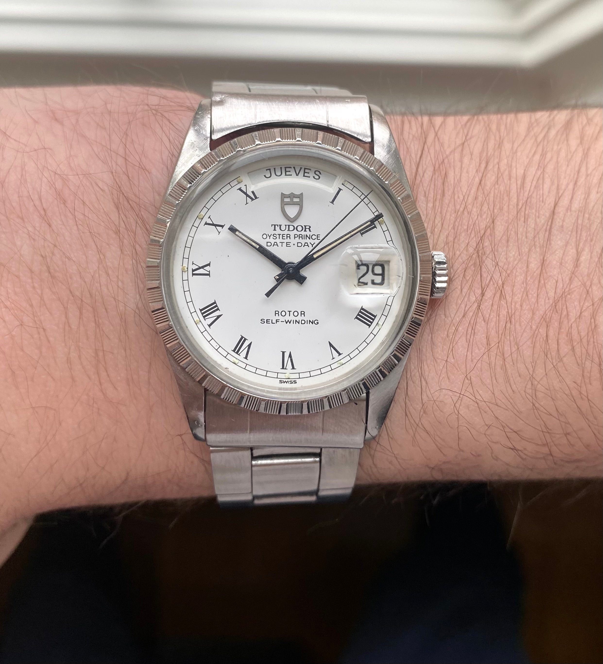 Tudor Date-day — White “Buckley” Dial